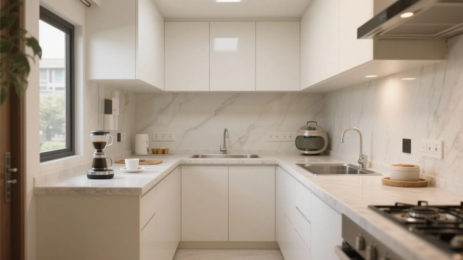 L-Shaped Layout That Frees Counter Space