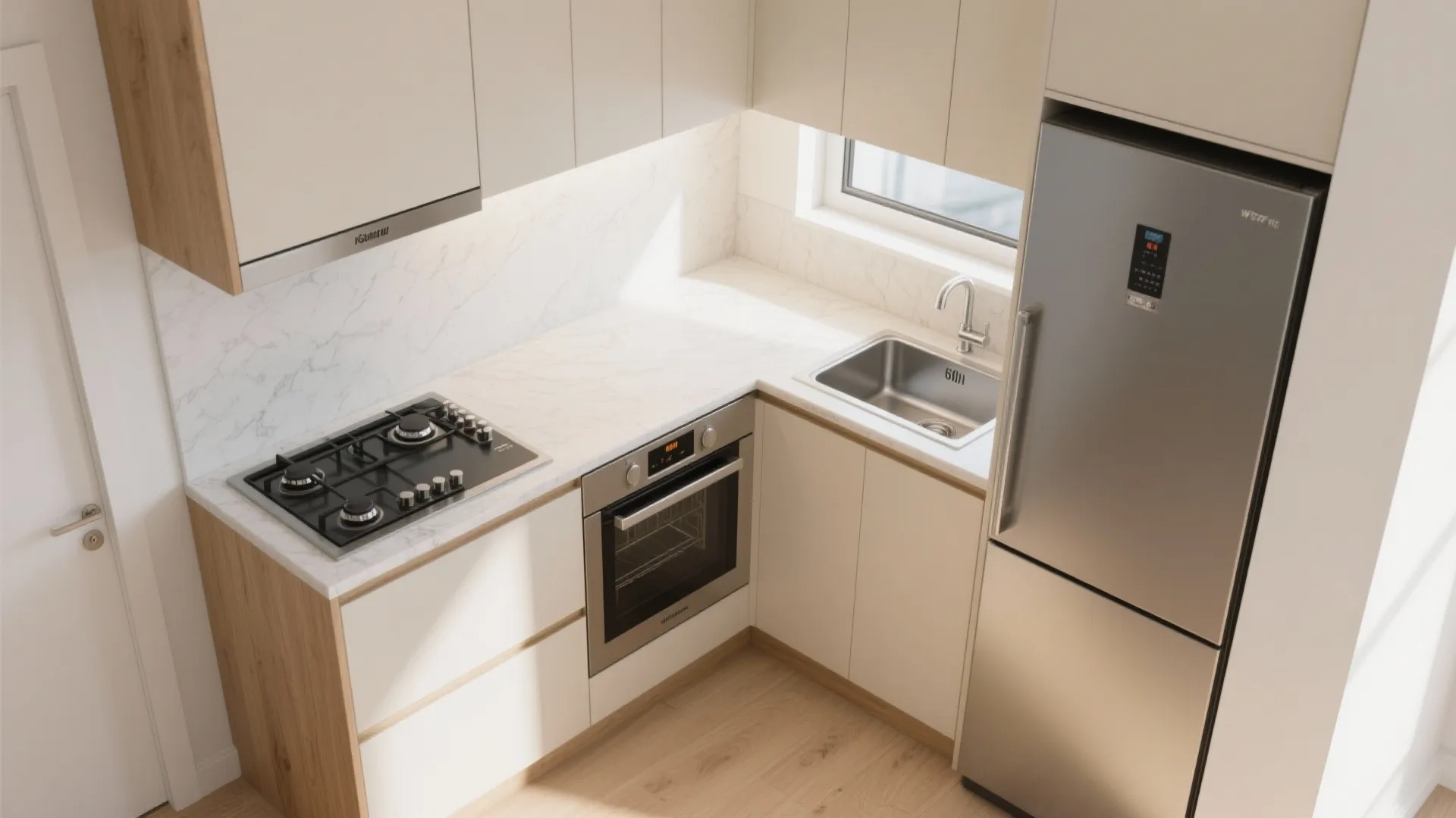 L-Shaped Layout That Frees Counter Space