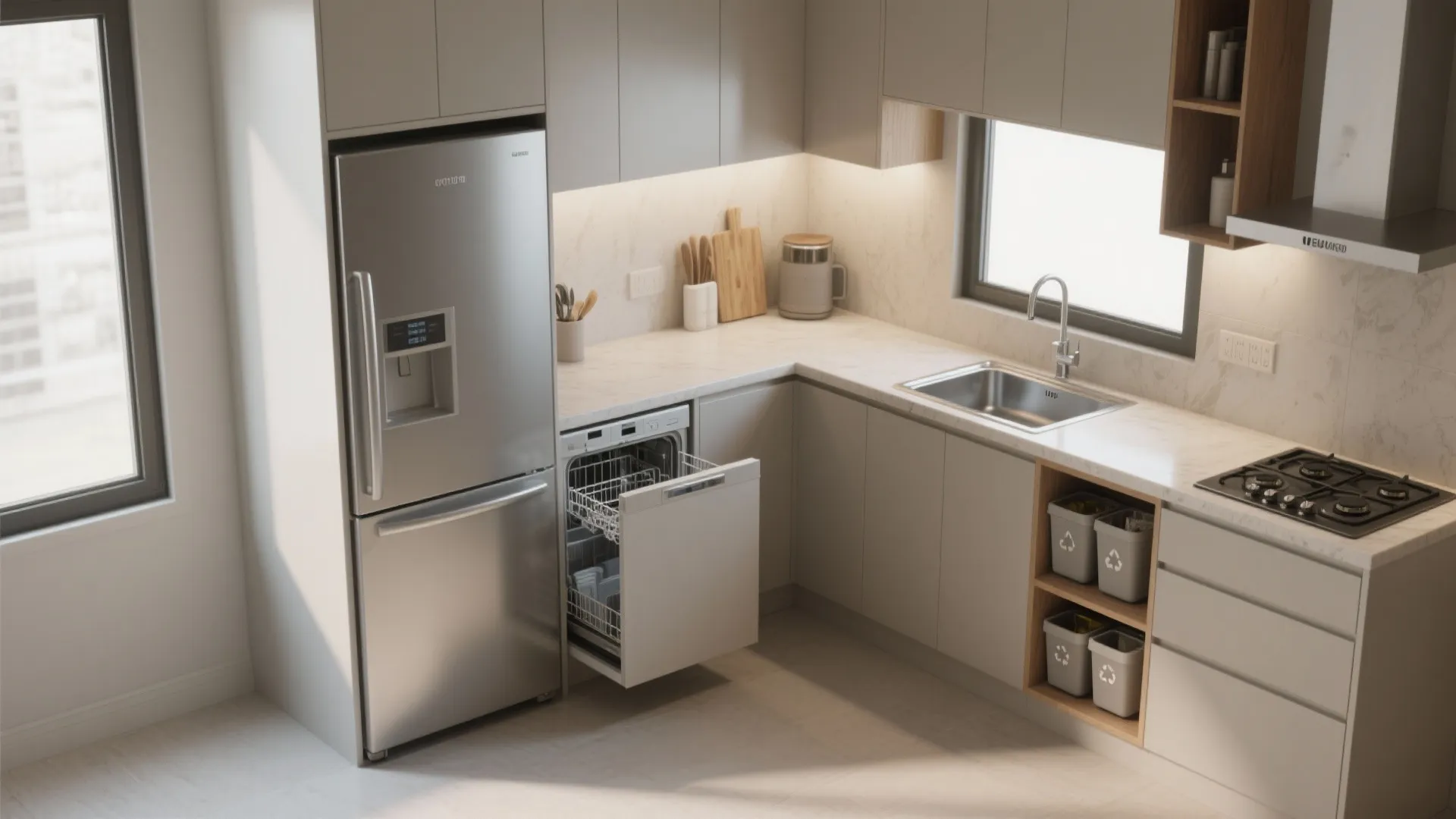 L-Shaped Layout to Free Counter Space