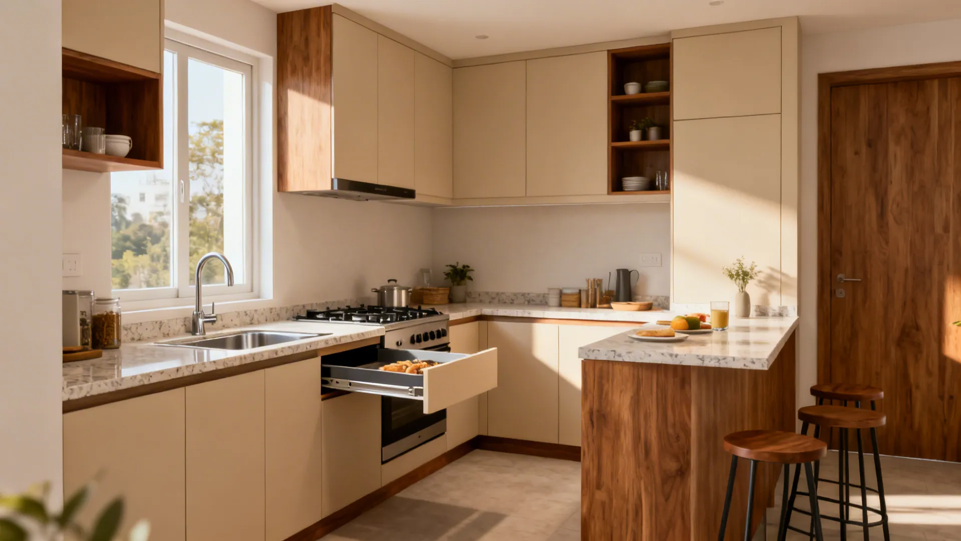 L-shaped layout to unlock more counter space