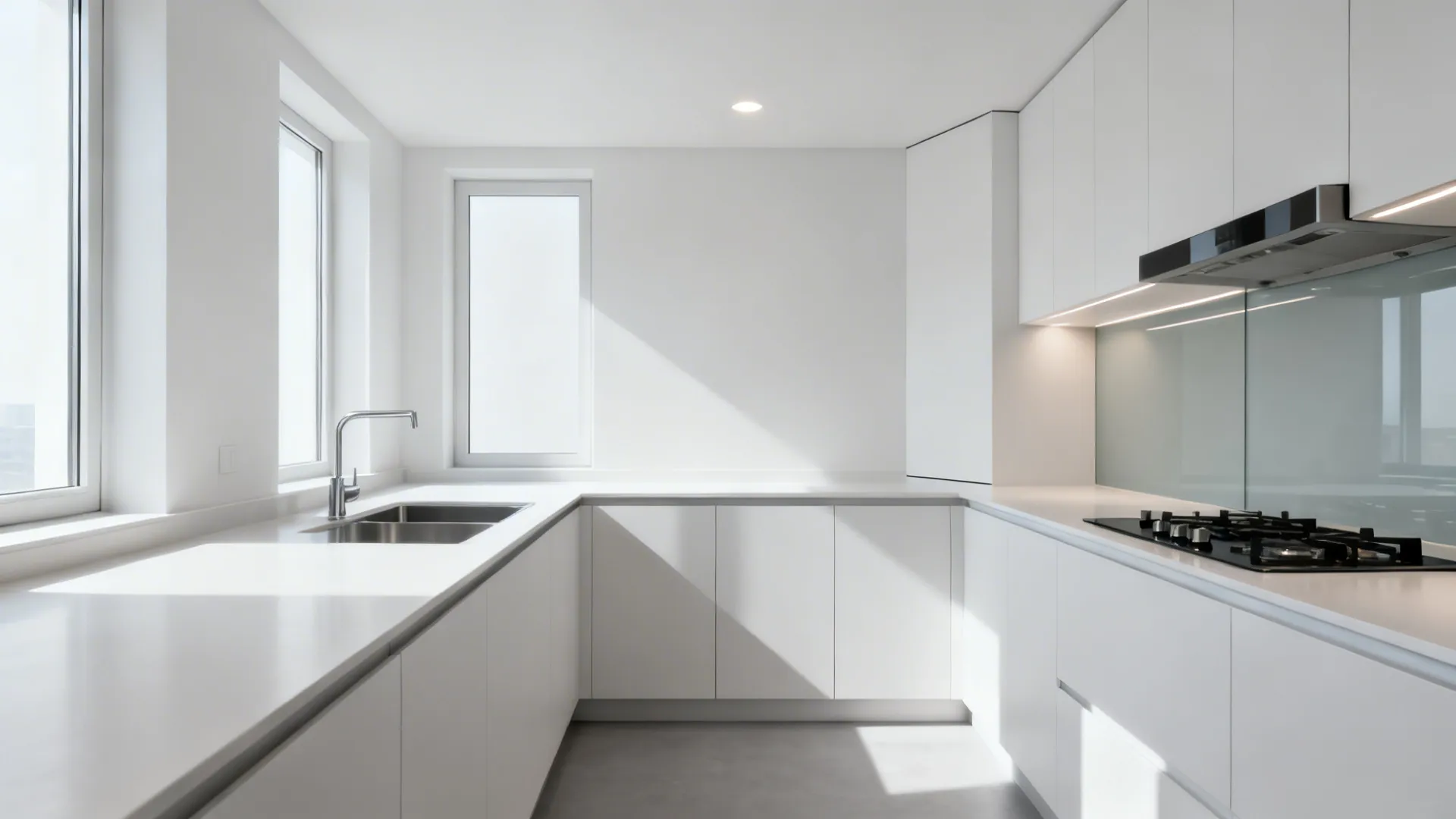 L-shaped layout to reclaim counter space