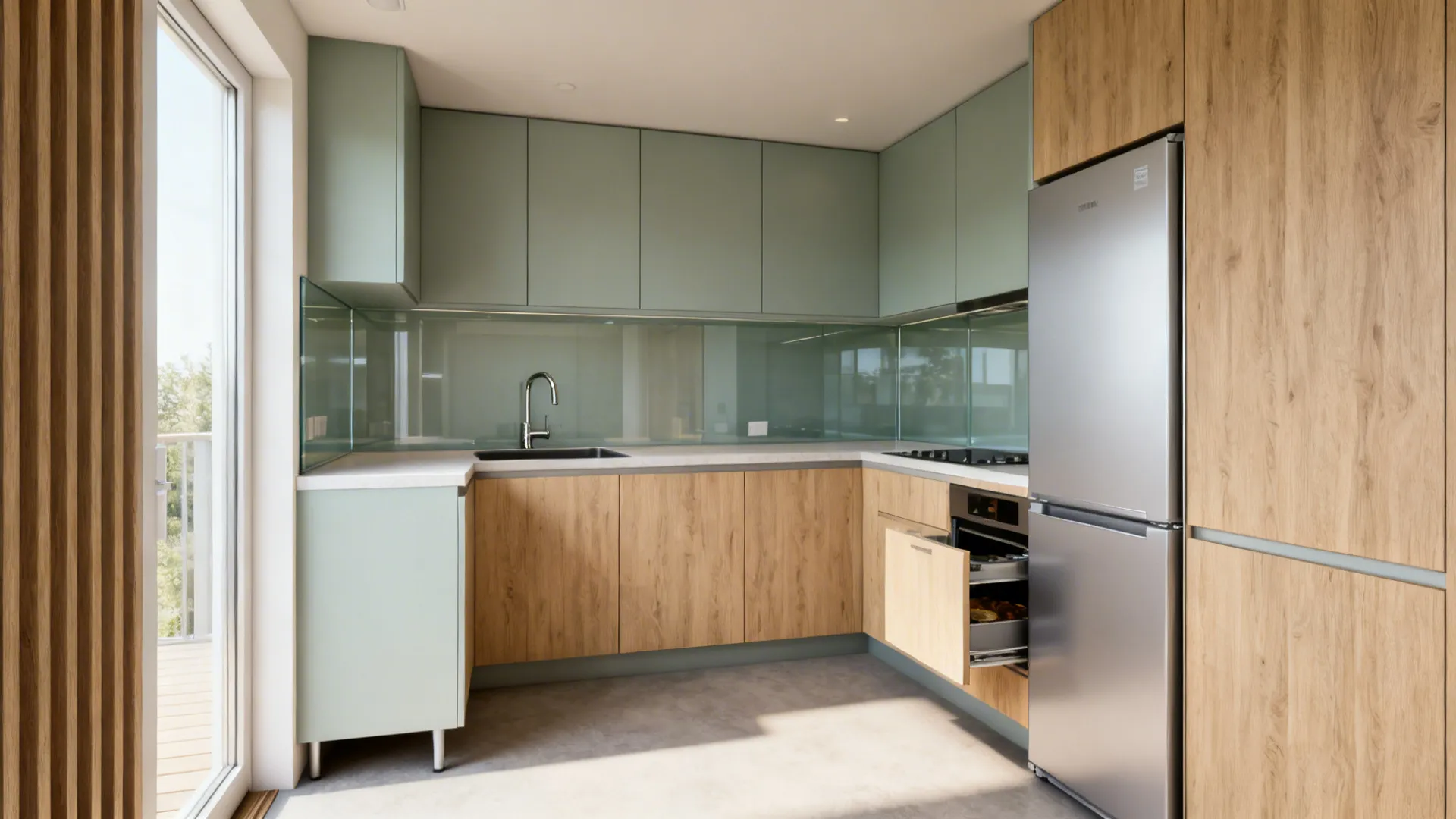 3) L-Shaped Layout for Counter Continuity