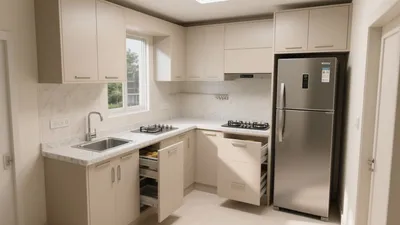 Modern L-Shaped Kitchen with Smart Storage Solutions