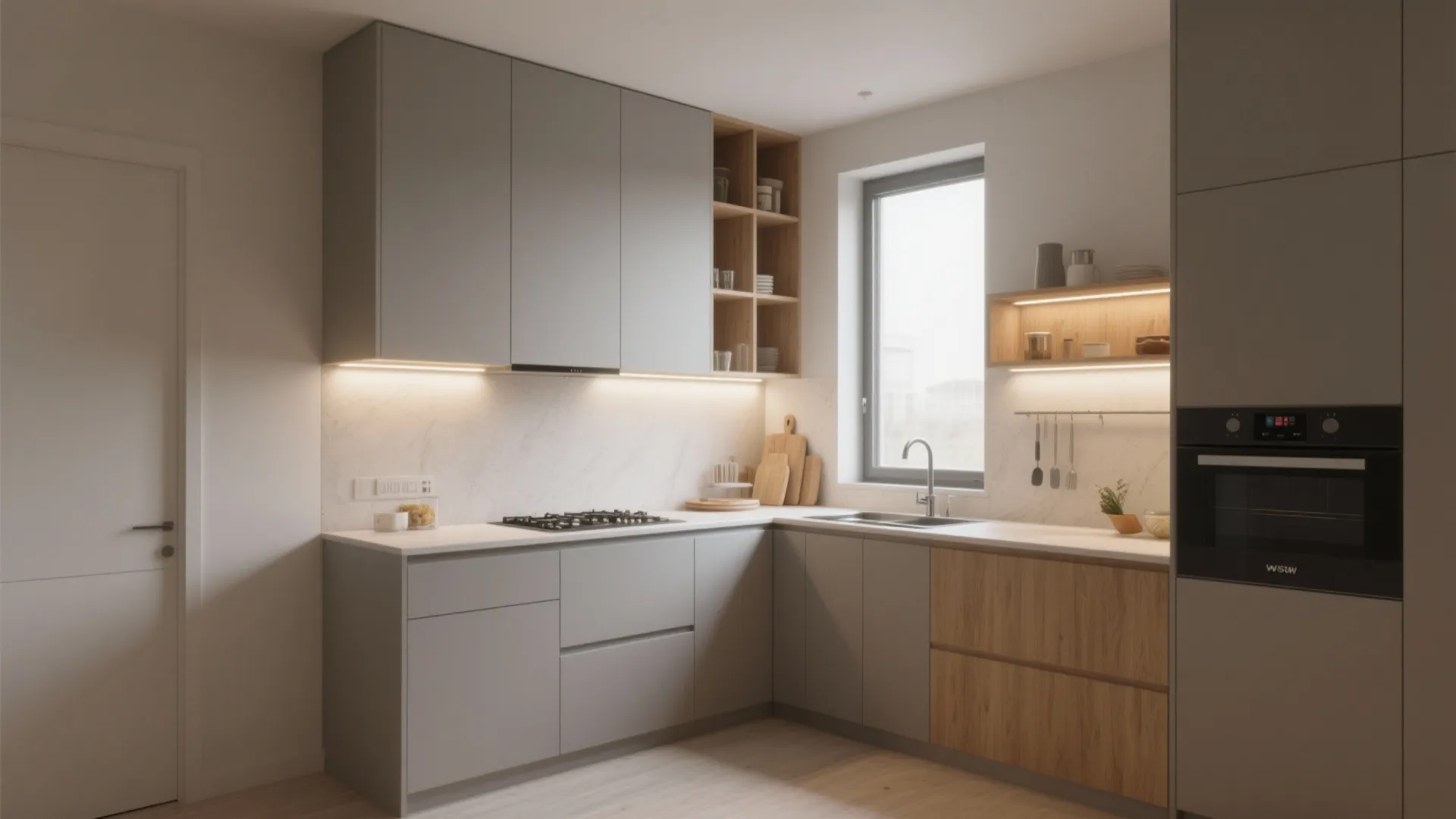 L-Shaped Layout to Release Counter Space