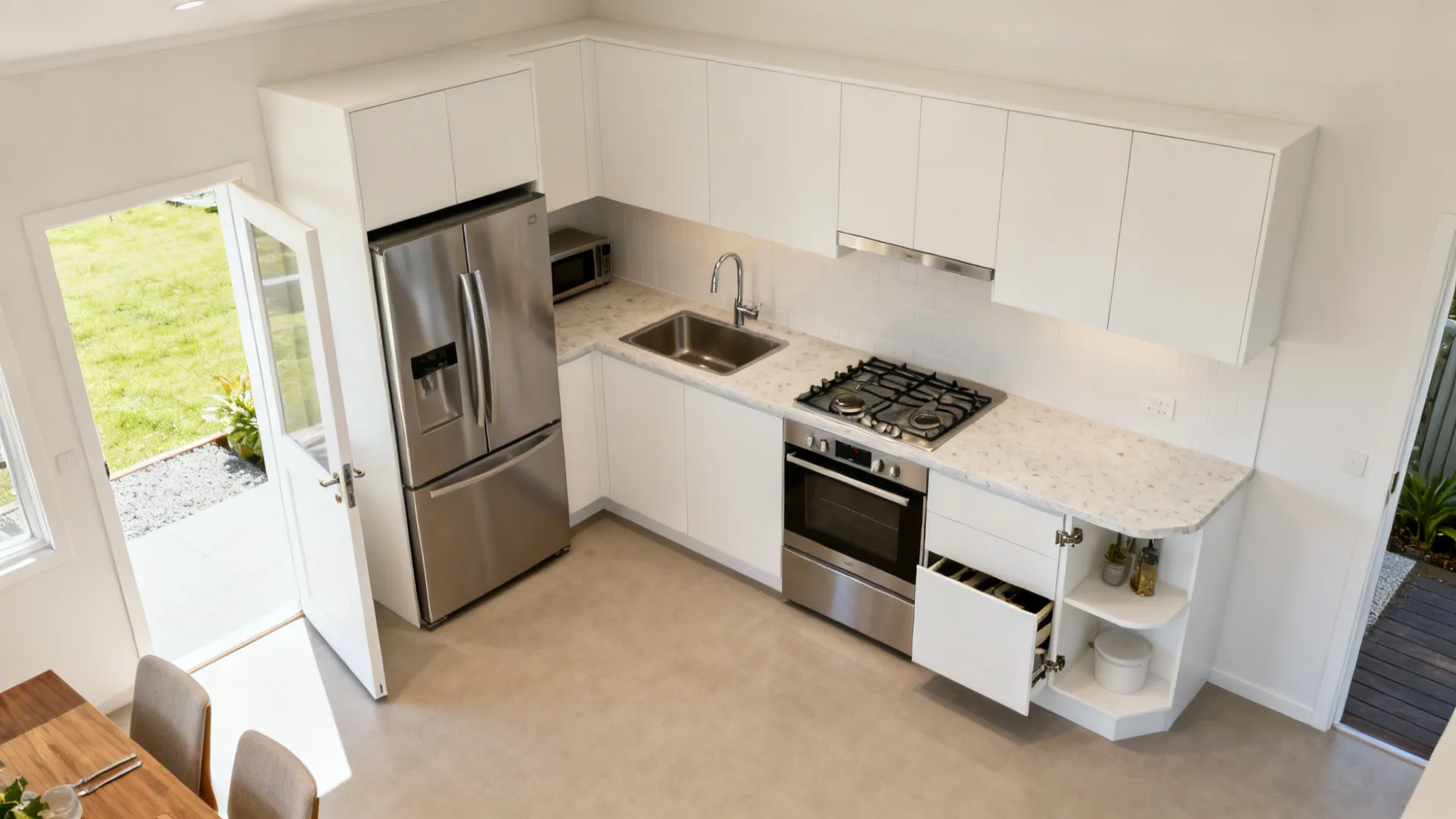 L-shaped small kitchen layout