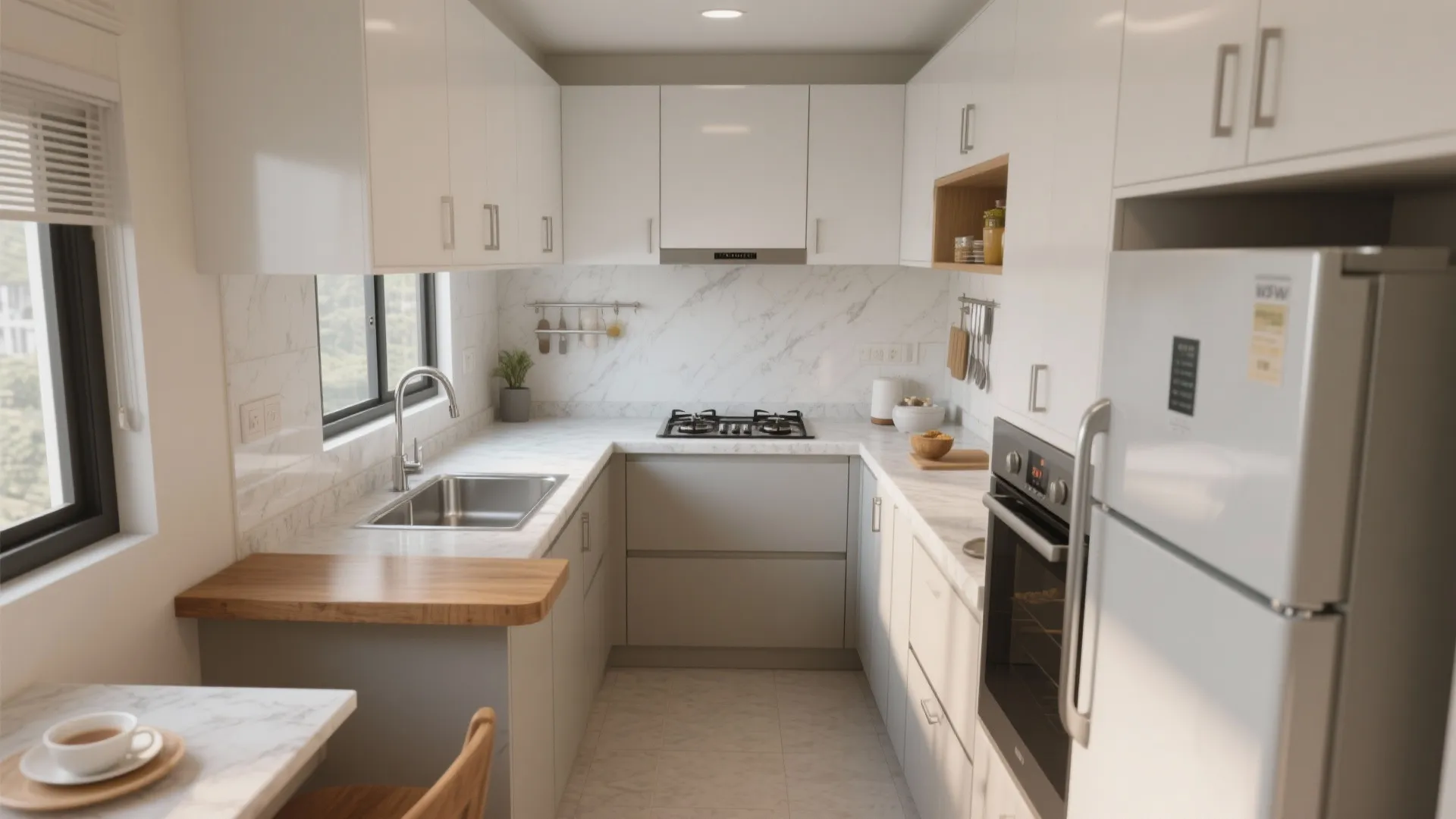 L-Shaped Layout to Free Counter Space