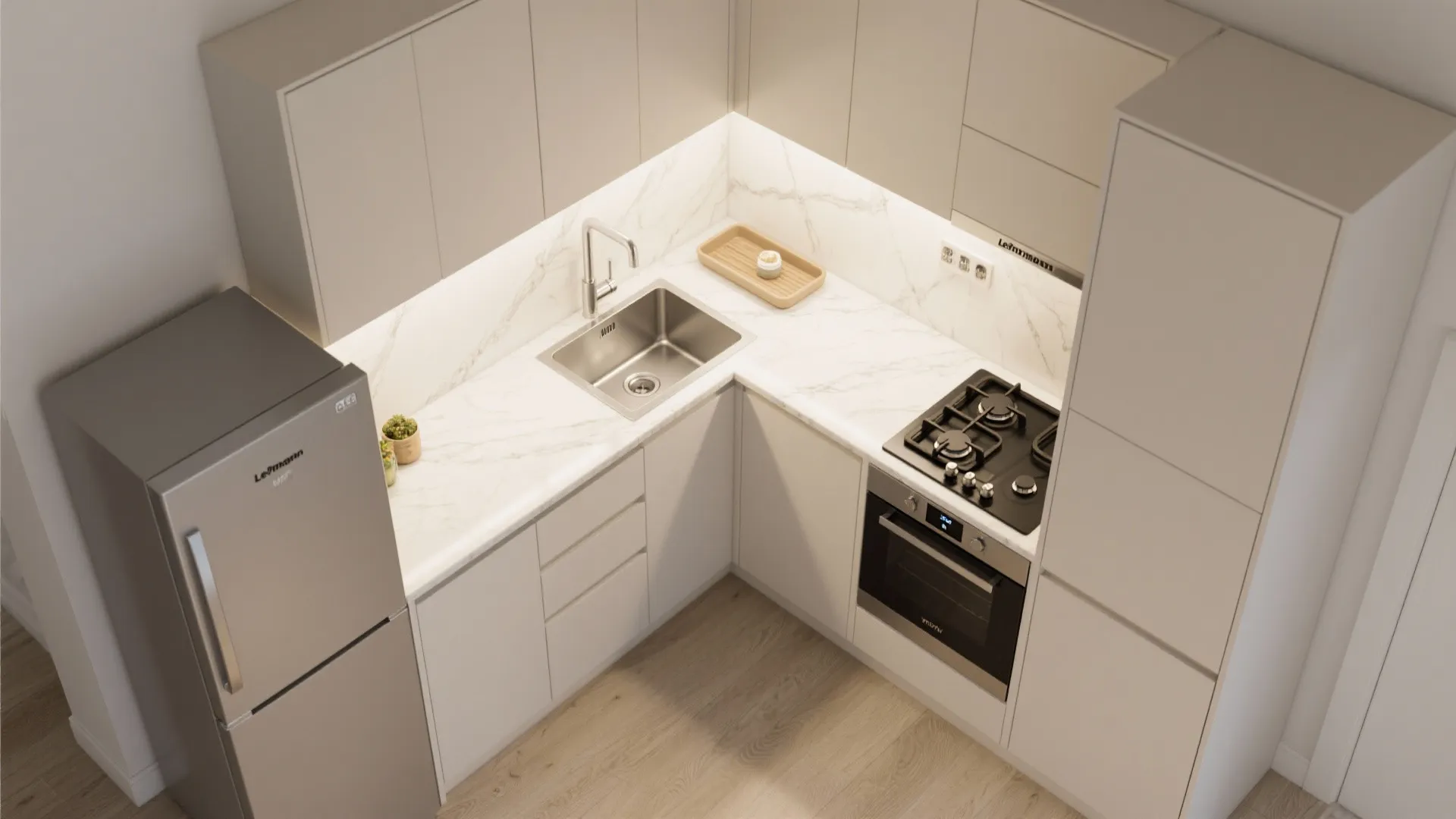 L-shaped layout to unlock more countertop