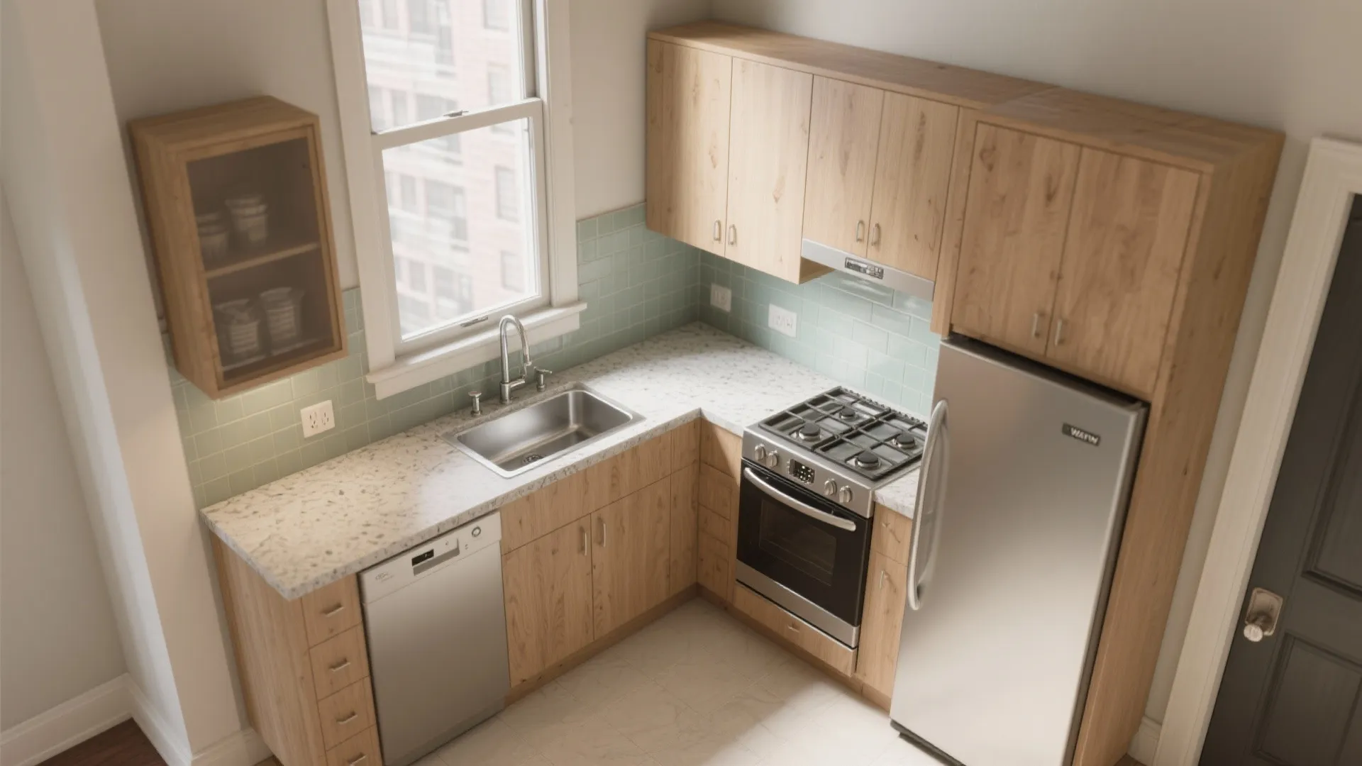 Smart L-shaped micro-kitchen planning