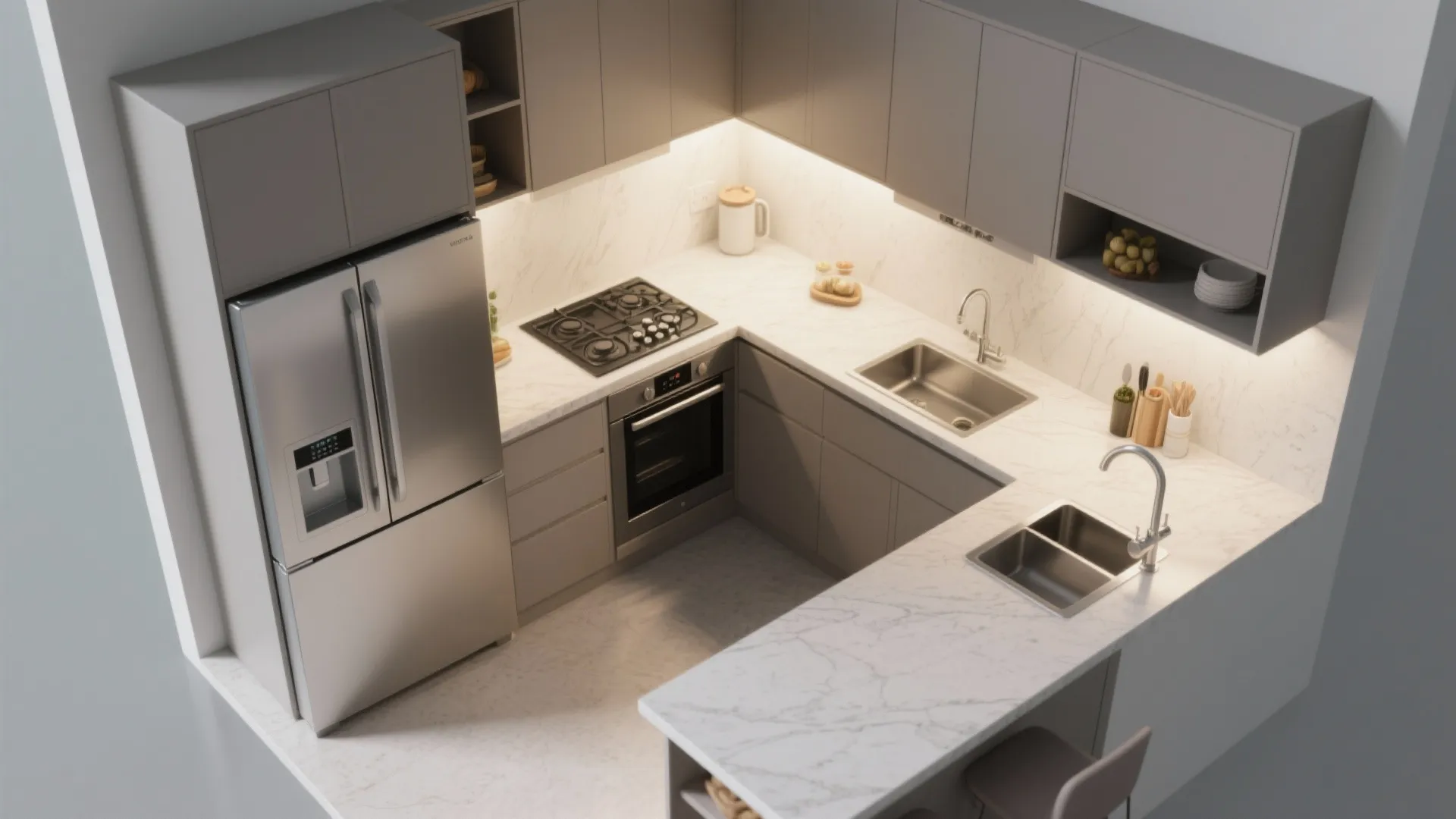 L-Shaped Small Kitchen Layout