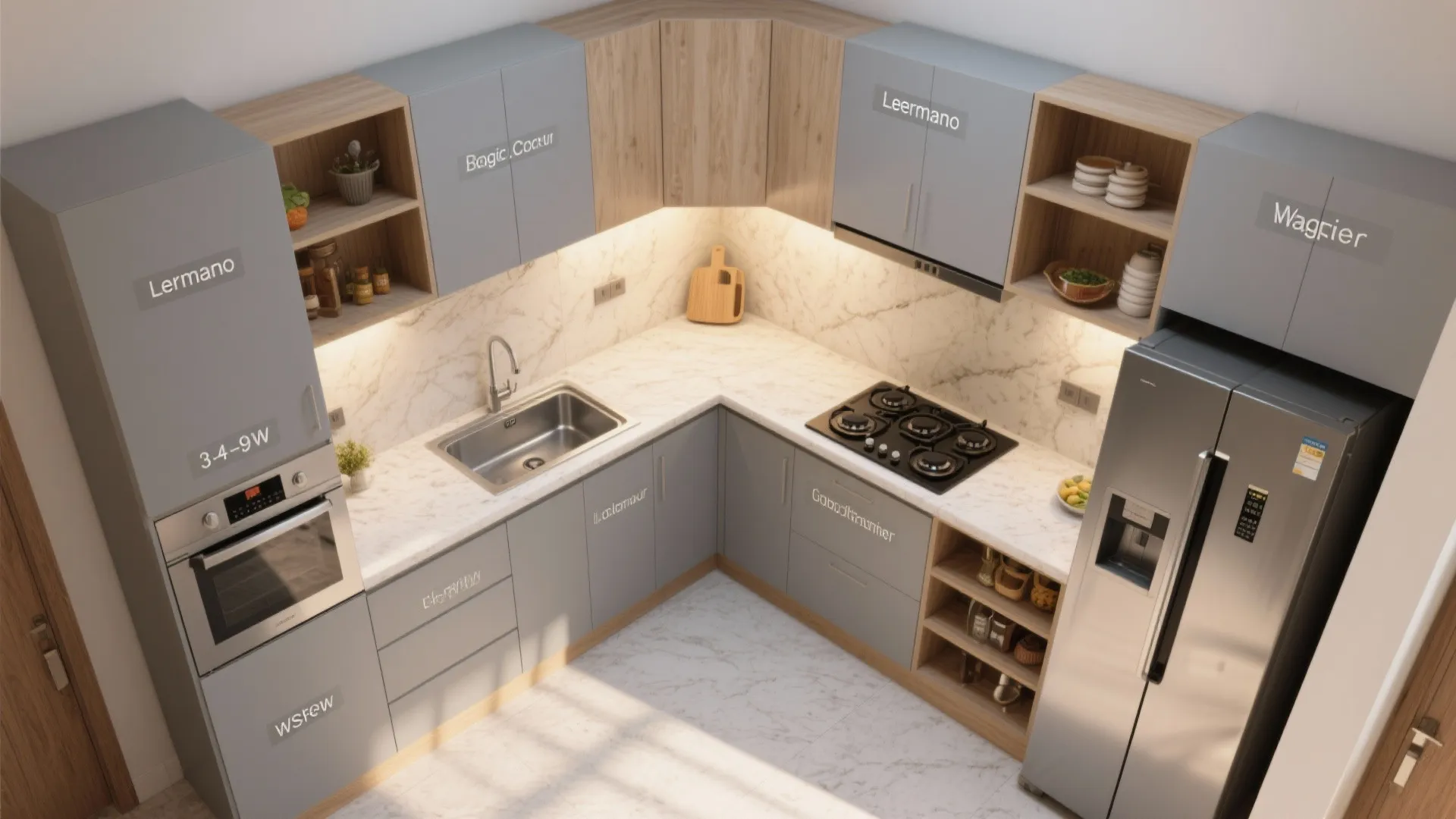 Smart L-Shaped Kitchen Layouts For 3 BHK Apartments