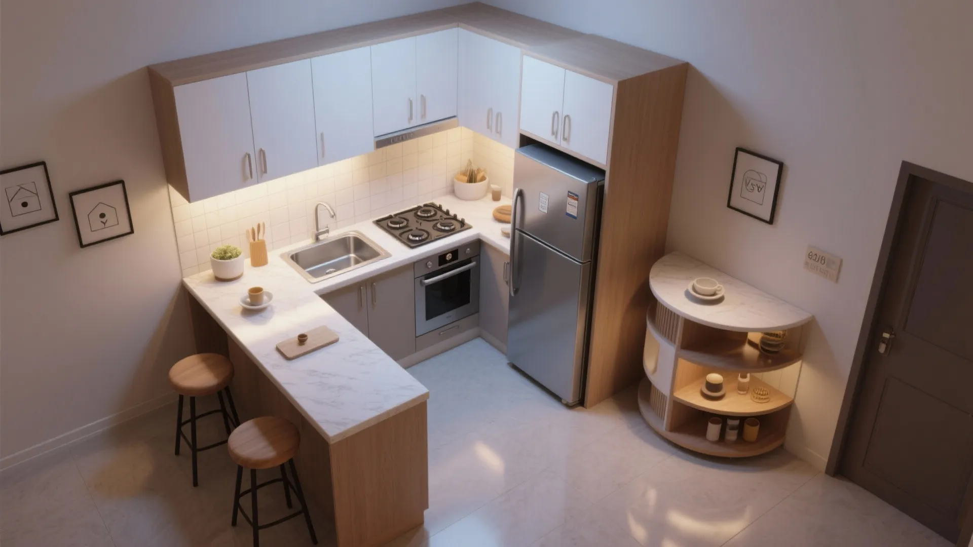 L-Shaped Layout to Maximize Counter Space