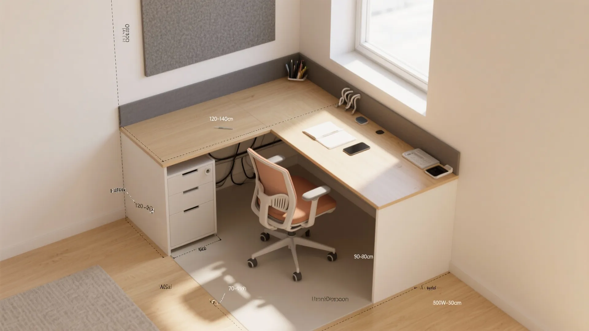 Flexible L-shaped study layout