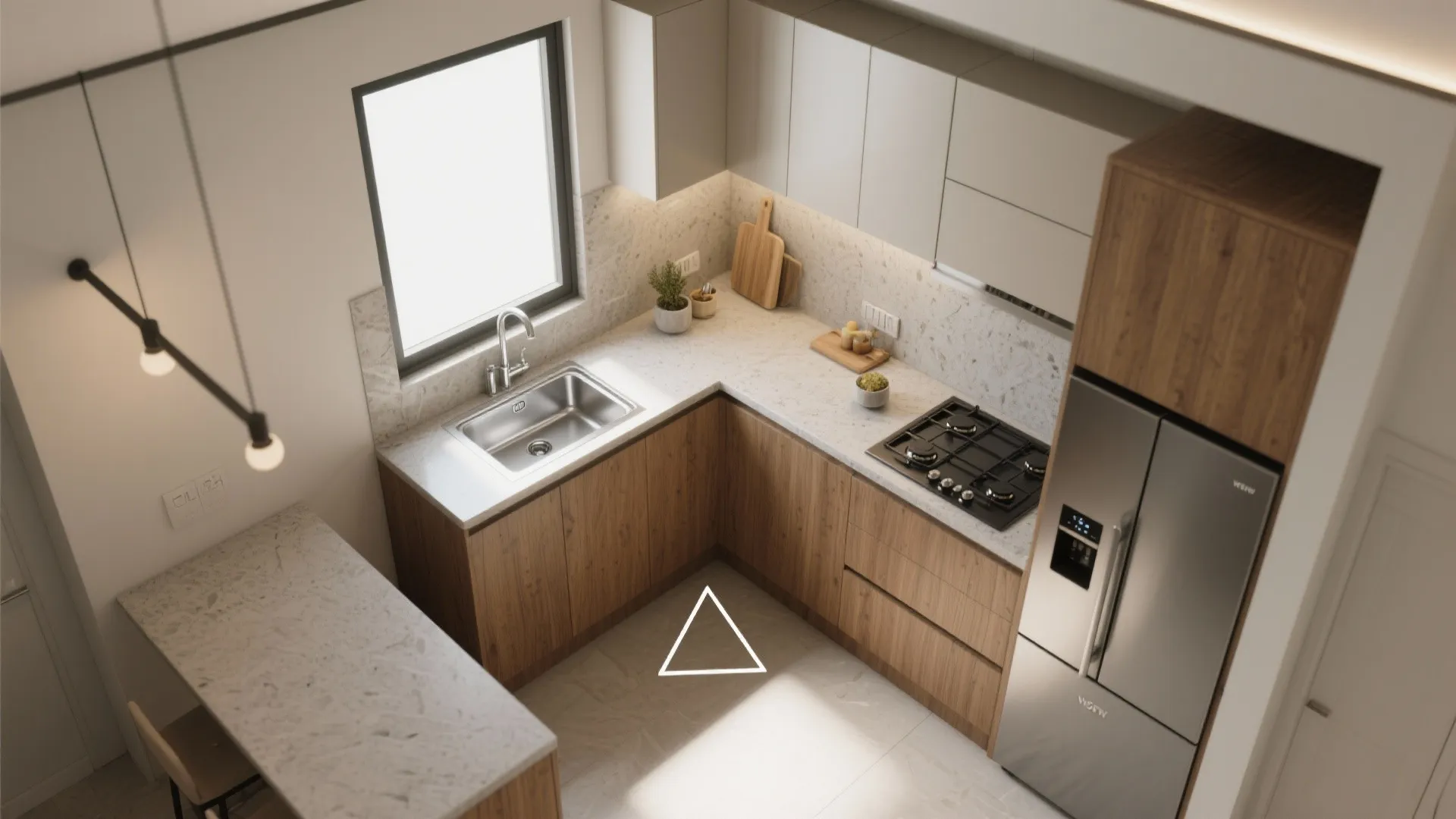 3) L-Shaped Layout for Ergonomics