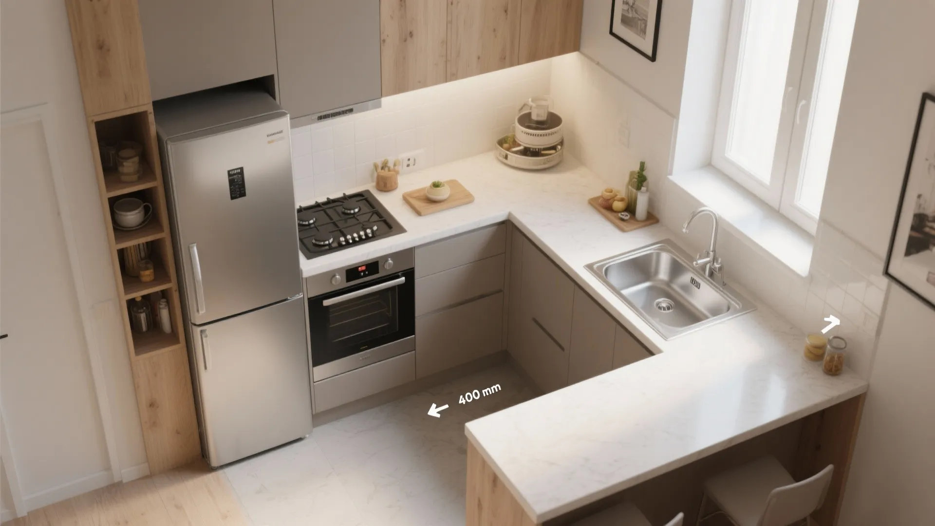 L-Shaped Small Kitchen Layout
