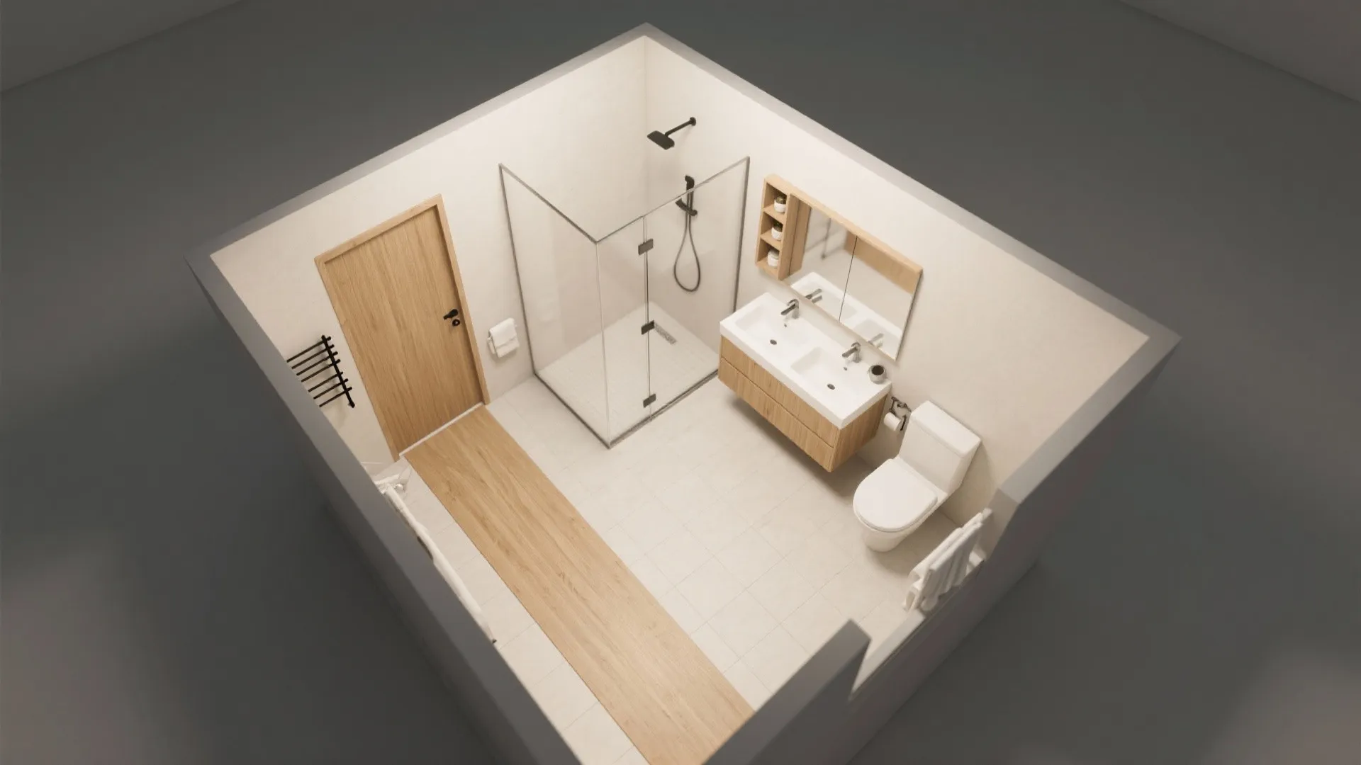 L-shaped fixture layout for smooth circulation