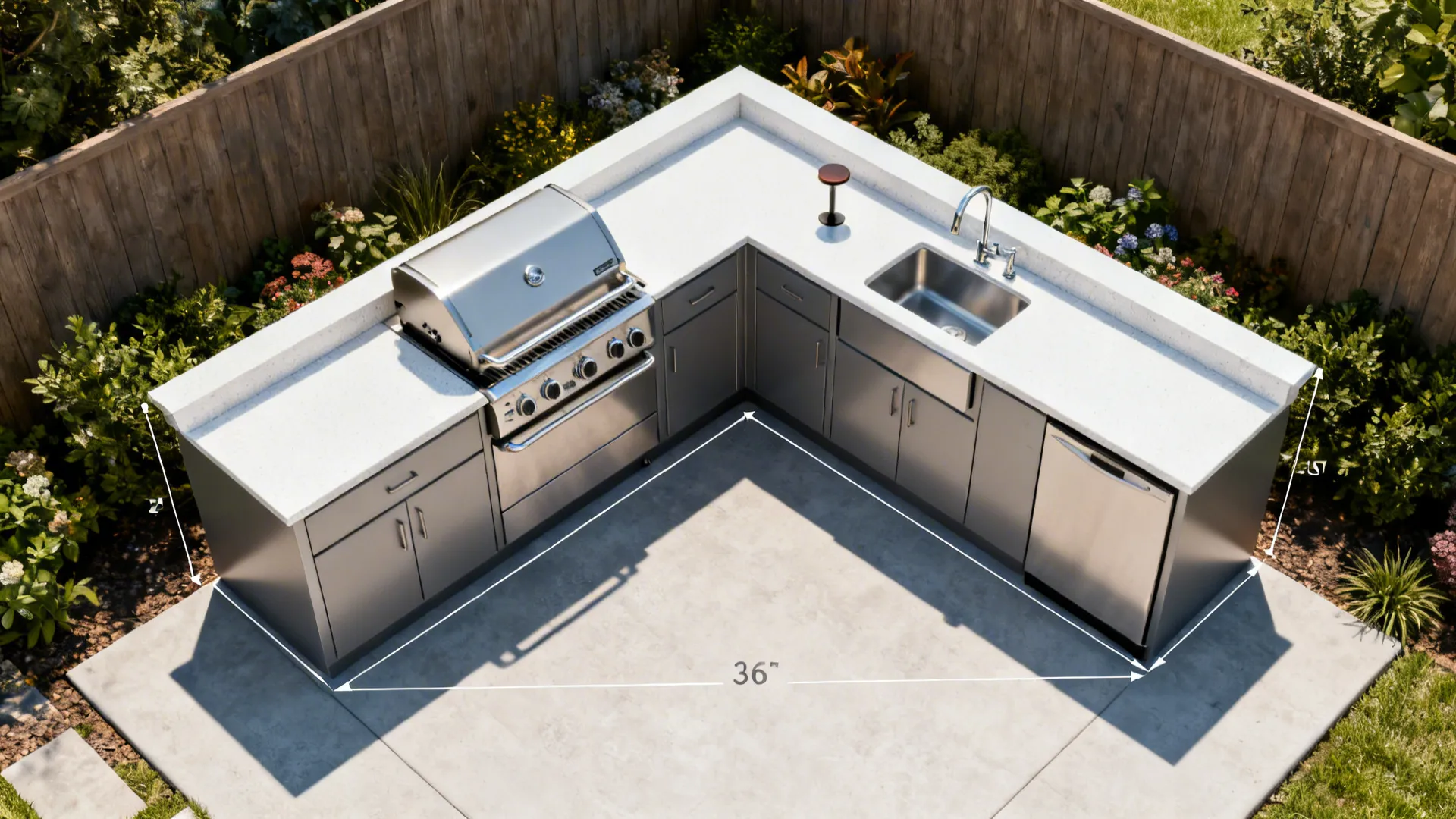 Compact L-shaped layout to unlock counter space