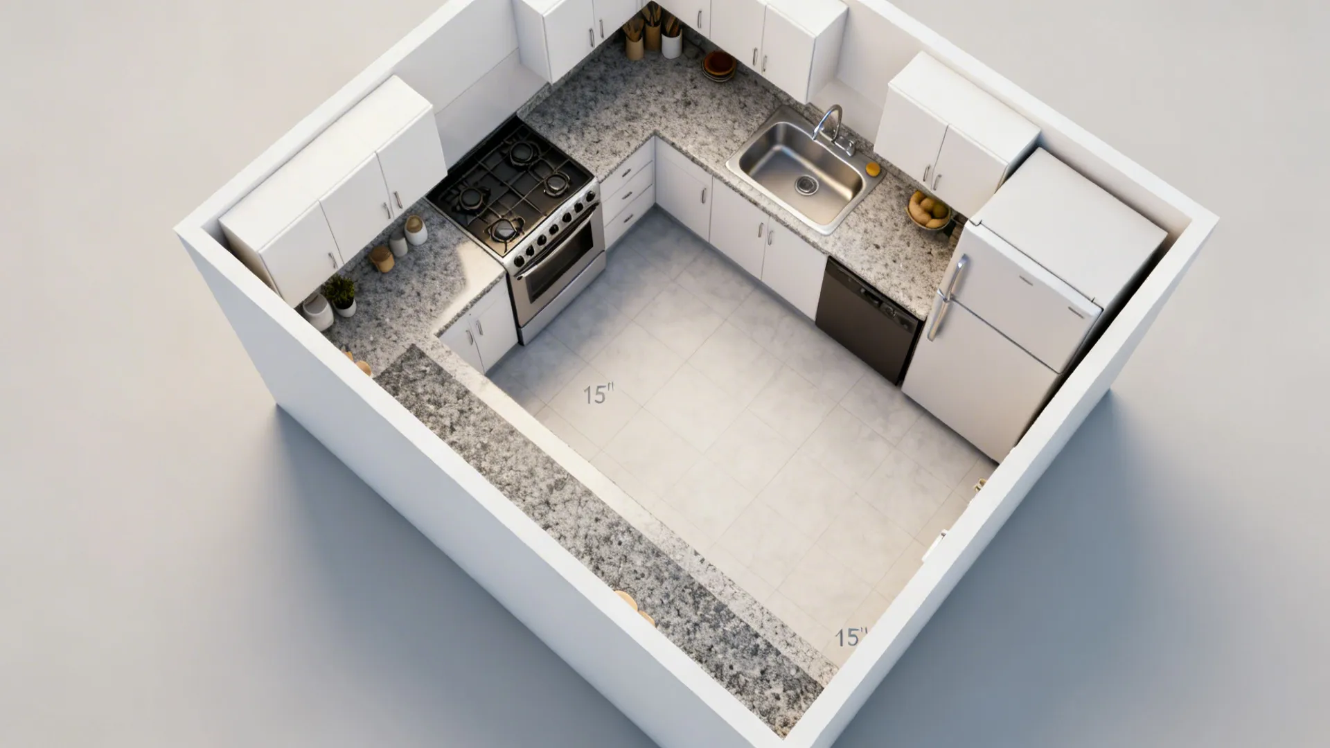 L-shaped small-kitchen layout that honors workflow