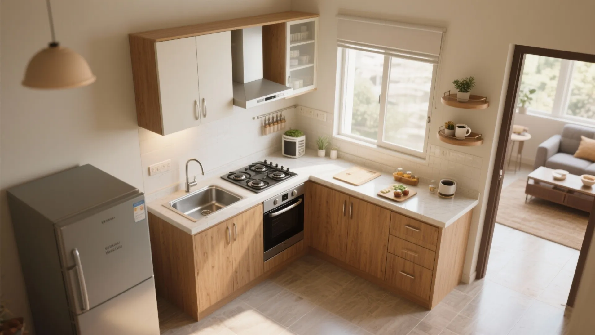 L-Shaped Layout to Free More Counter Space