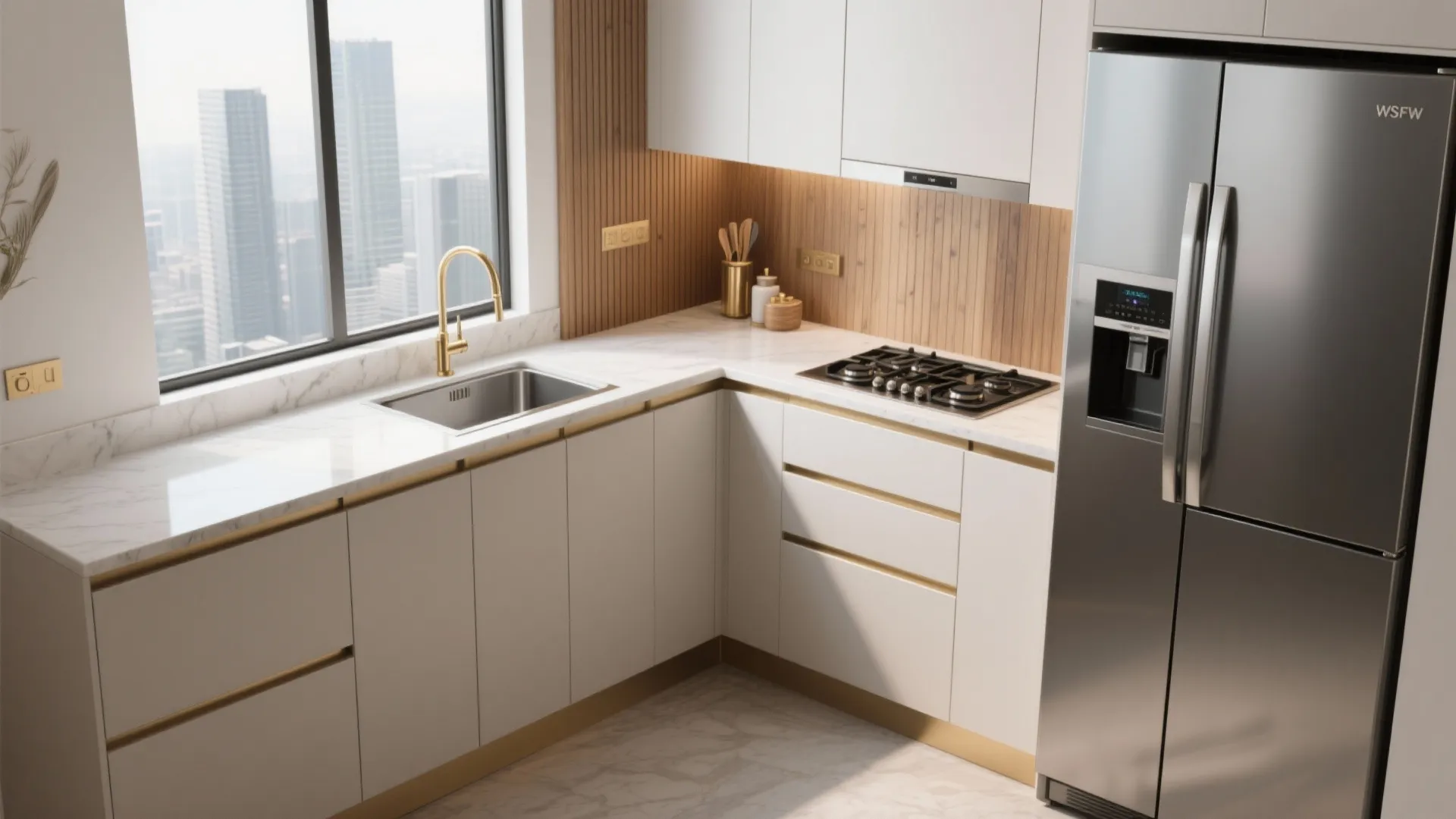 L-Shaped Layout for Counter Space