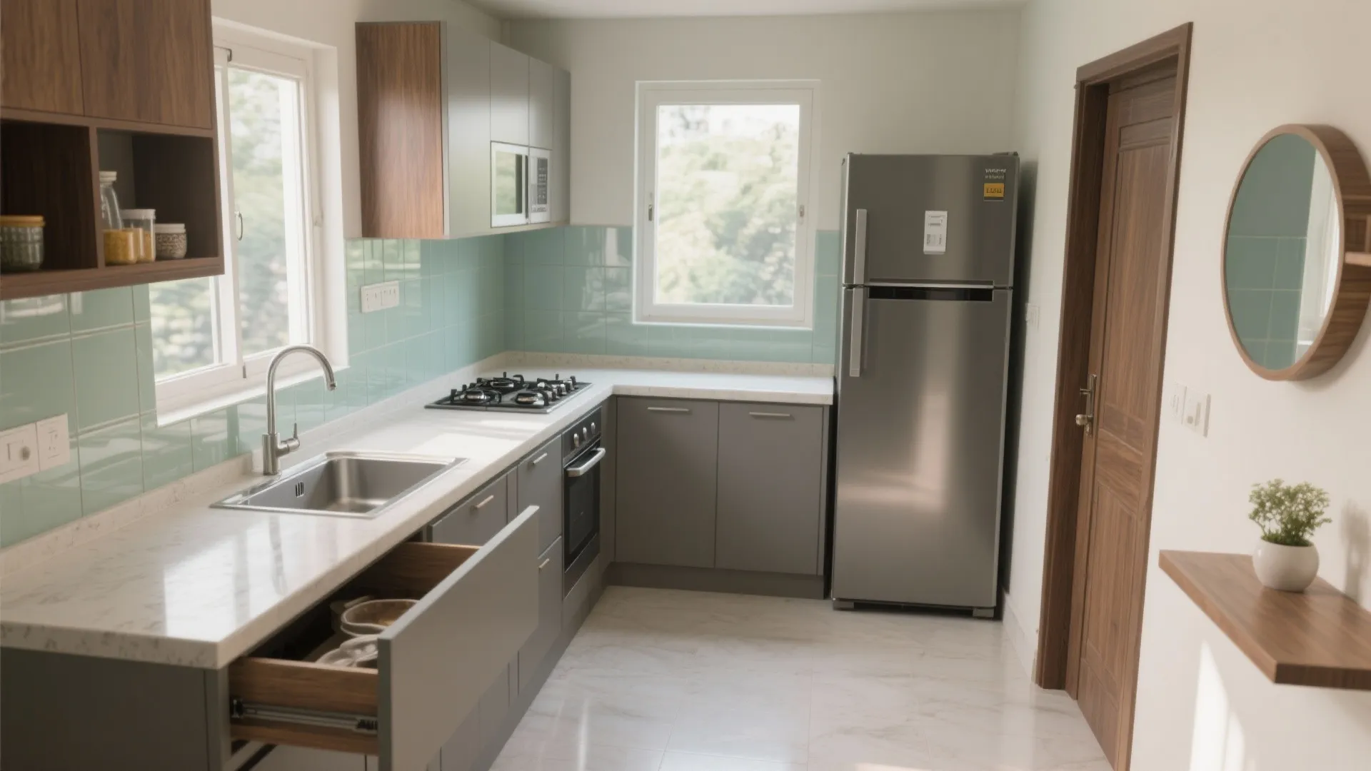 L-Shaped Layout That Respects the Work Triangle