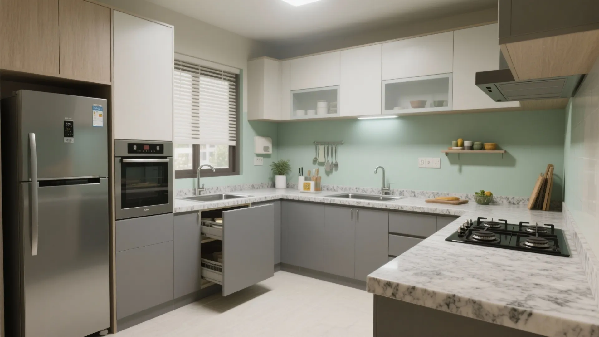 L-shaped layout to unlock more counter space