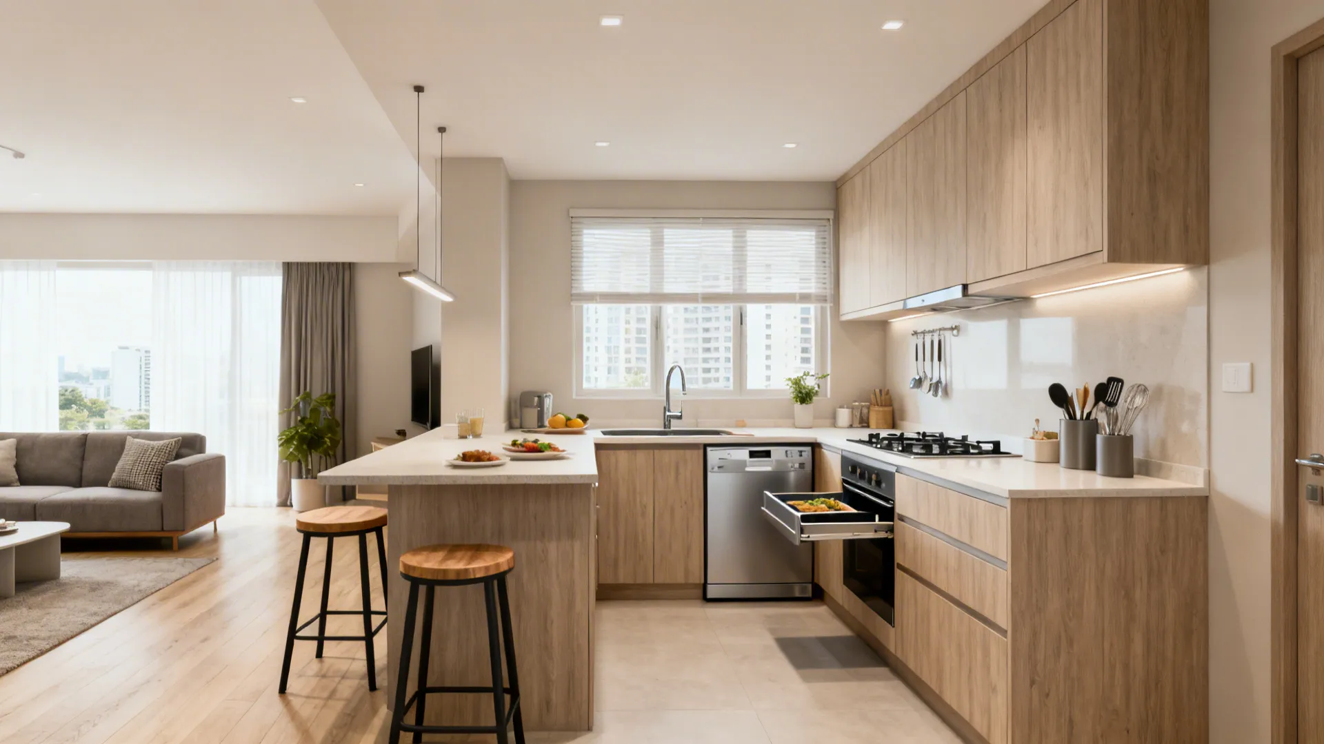 L-shaped micro-layouts that multiply countertop space