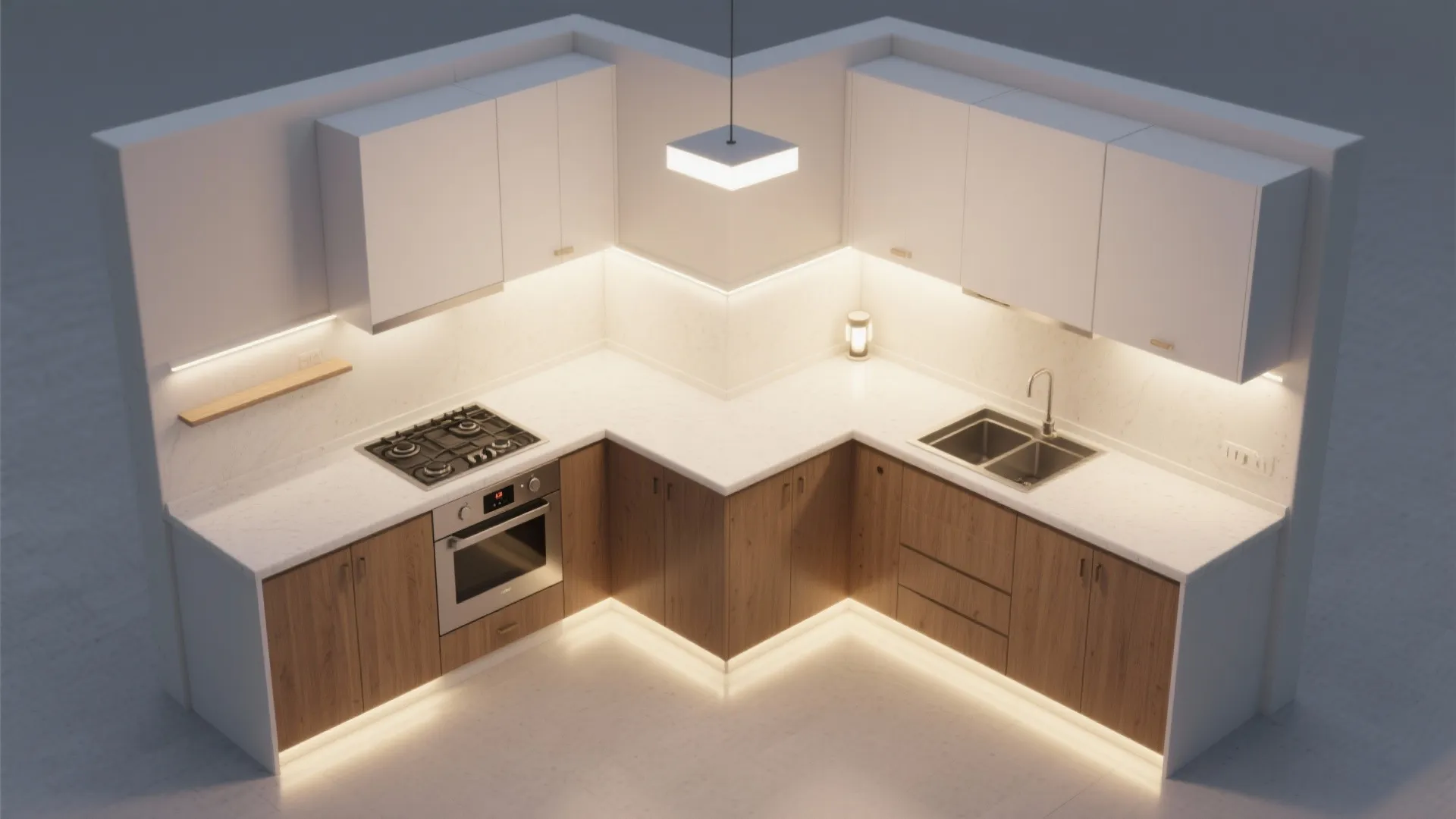 Lean L-Shaped Layout, Layered Light