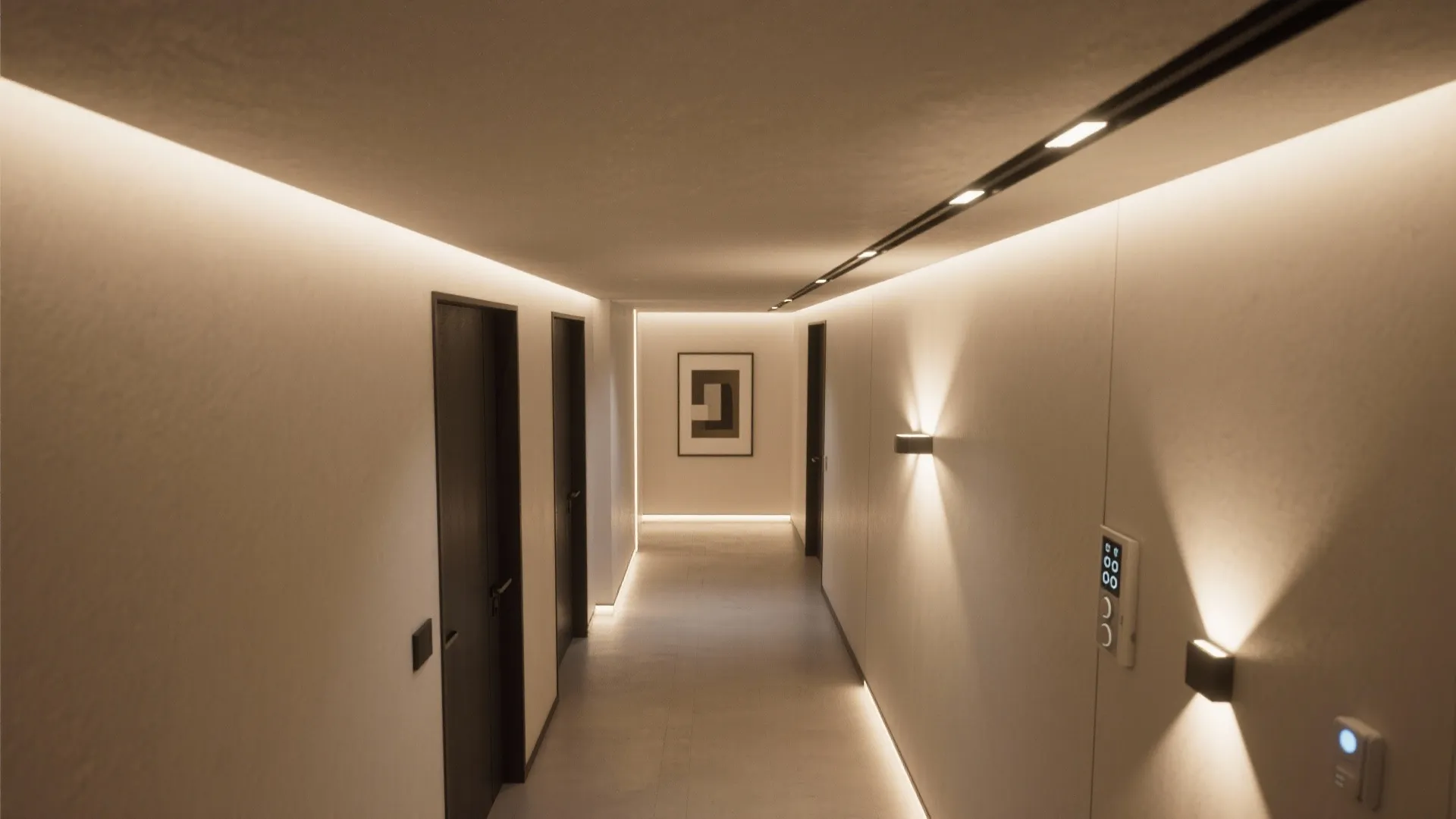 L-shaped lighting layers for changing sightlines