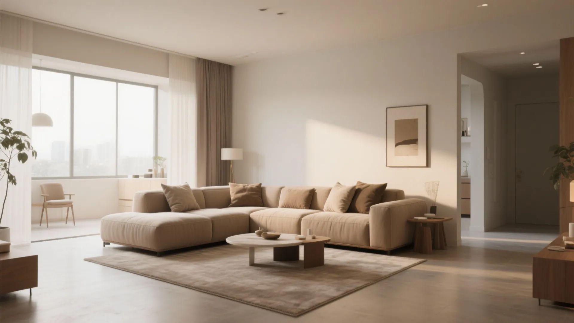 6. L-shaped furniture arrangement