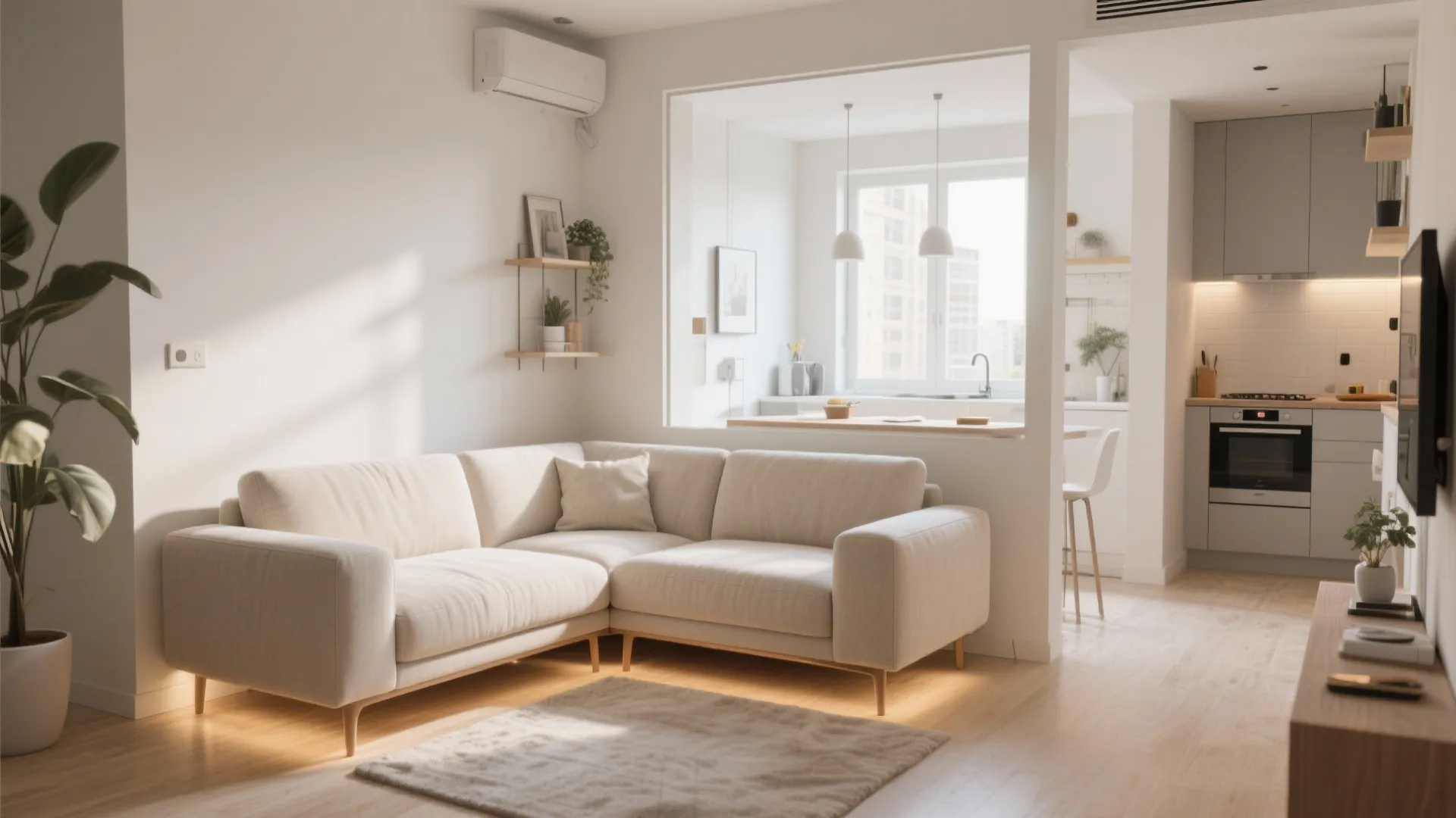 L-shaped seating arrangement