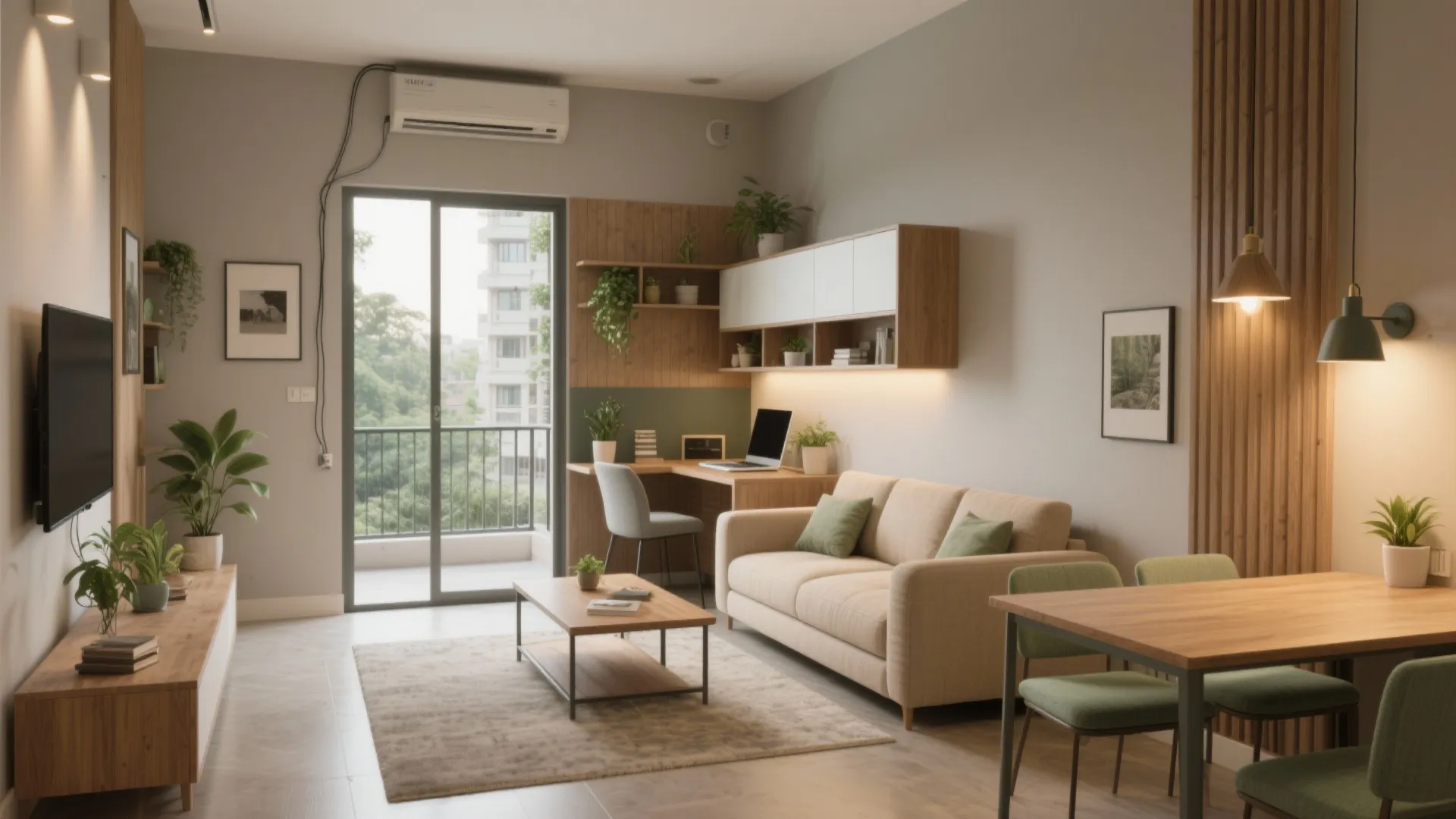 L-shaped living–dining that flexes for work and weekends