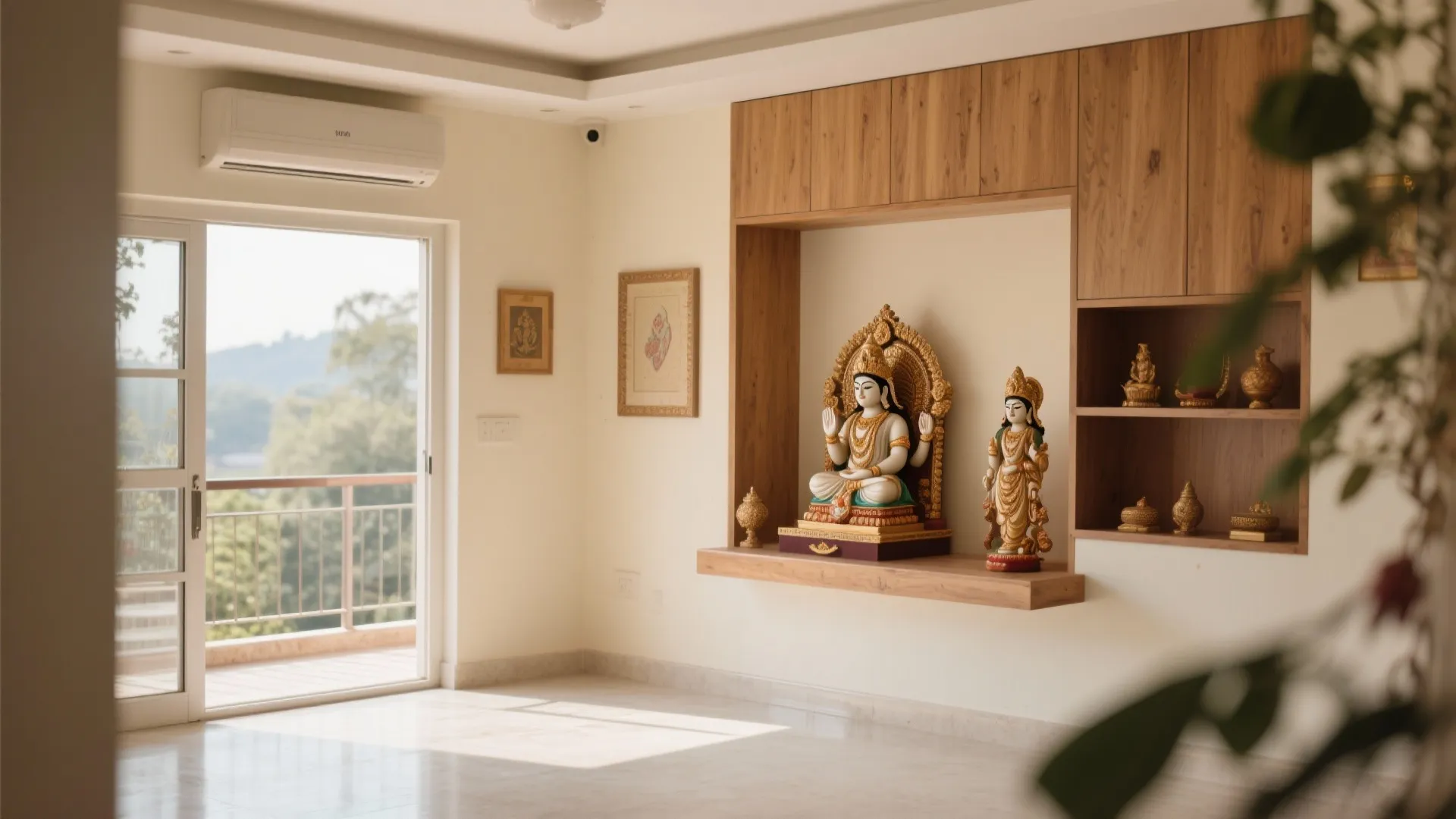 L-shaped Corner Wall Mandir