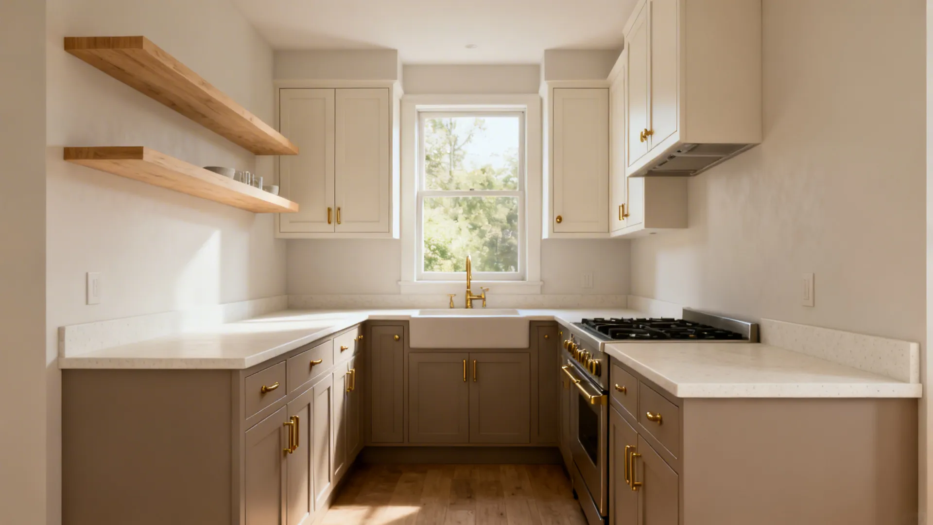L-shaped small kitchen for more usable counter