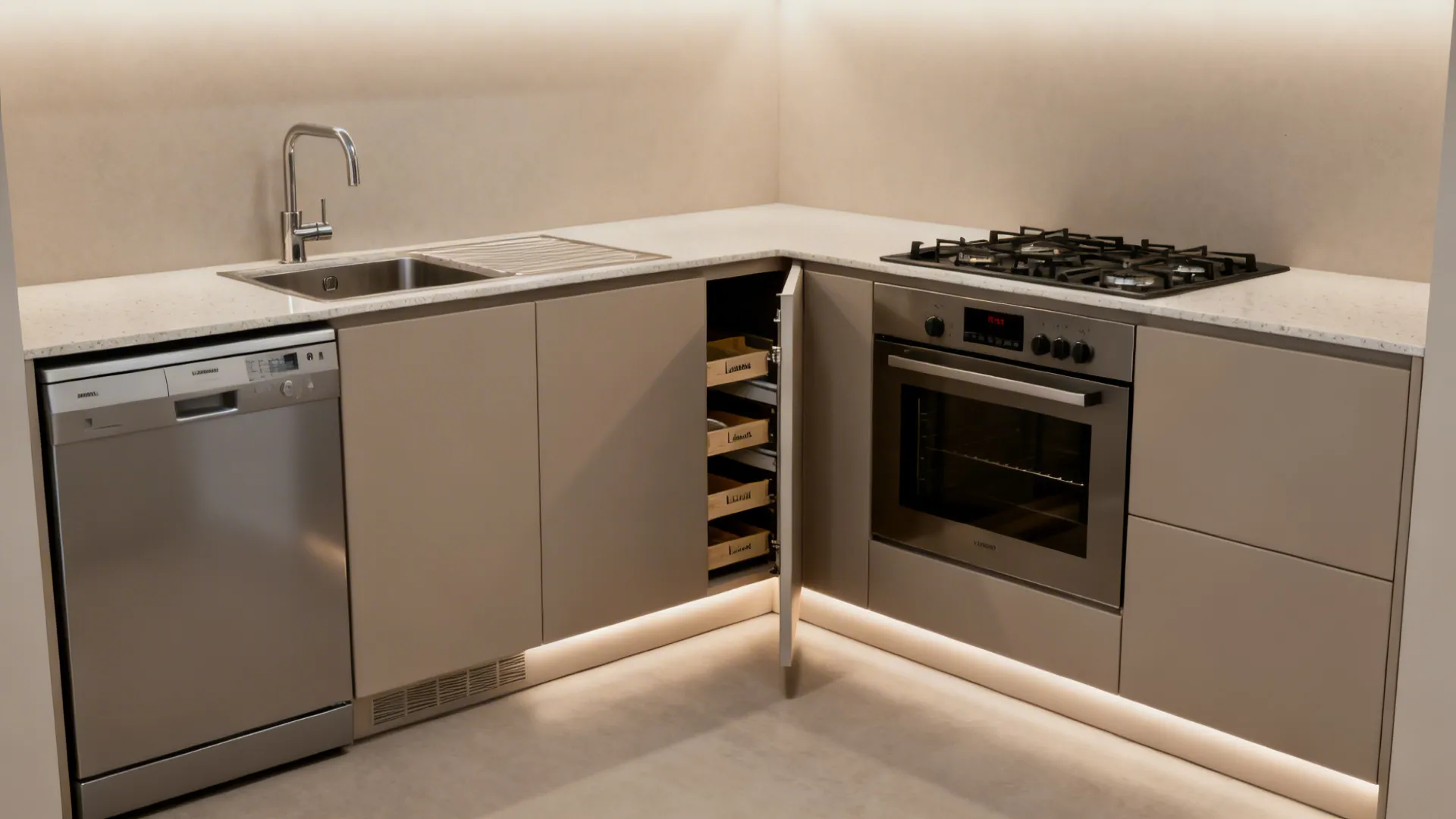 L-shaped micro layout that respects the work triangle