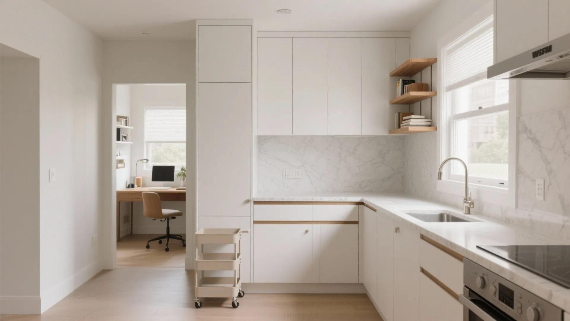 L-Shaped Micro Kitchen That Hugs the Corner