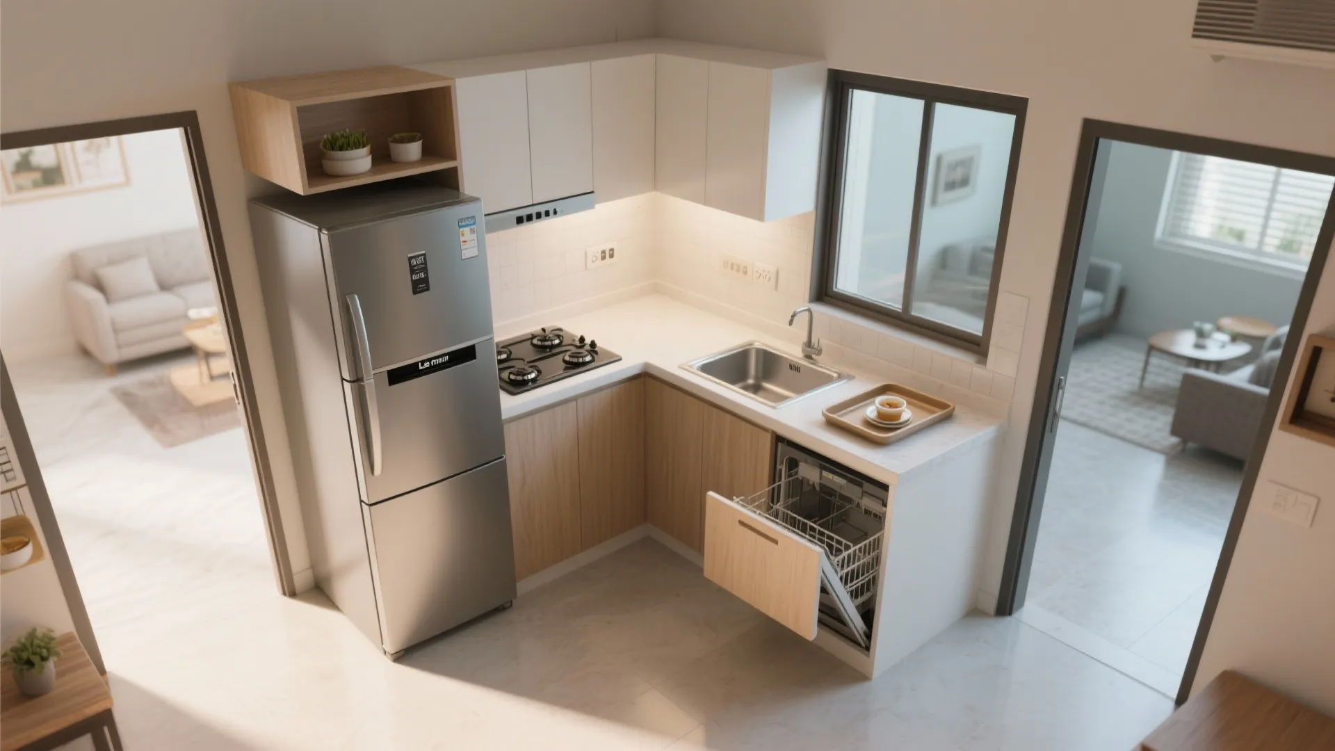 L-shaped micro-layout for flow and more prep space