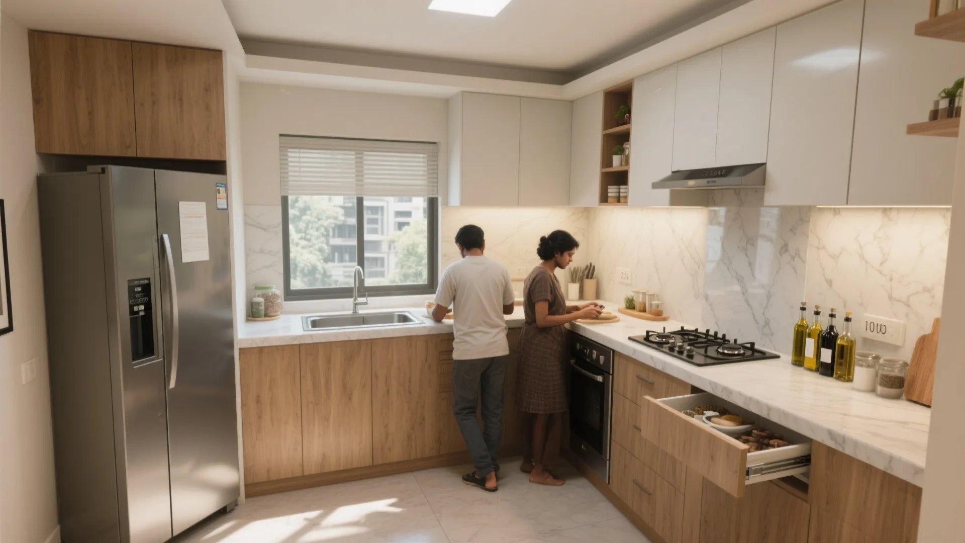 L-Shaped Layout to Free Up Counter Space