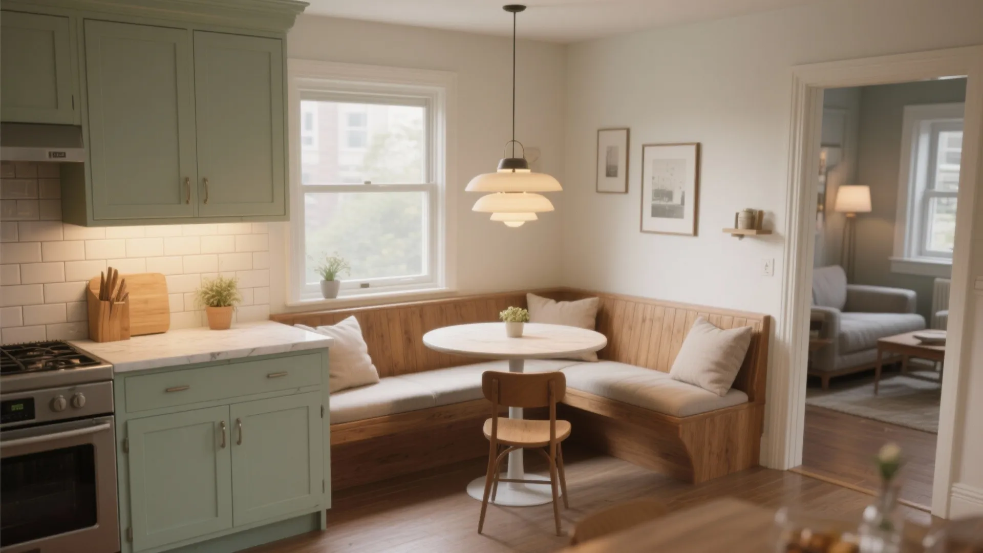 3. L Shaped Layout to Create an Intimate Eating Nook