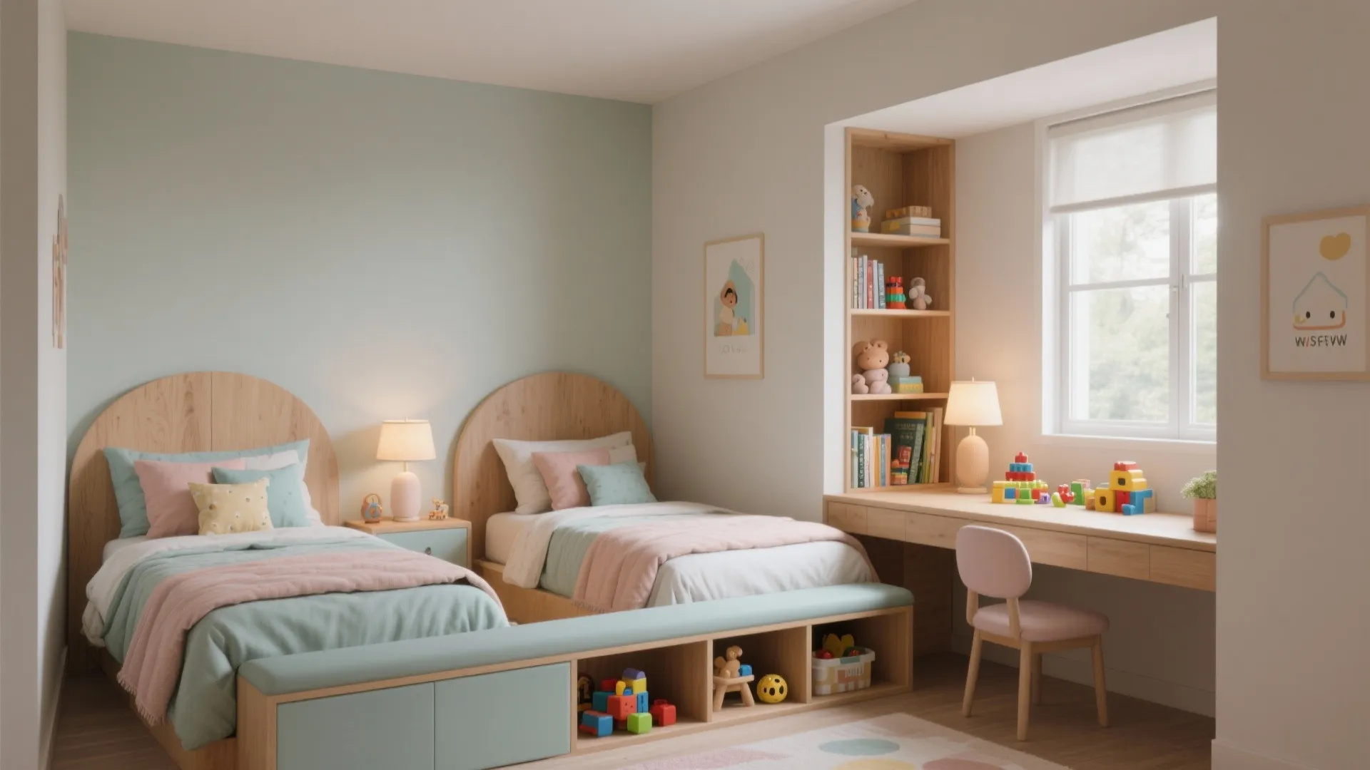 2. L-shaped arrangement to create a nook and a play zone