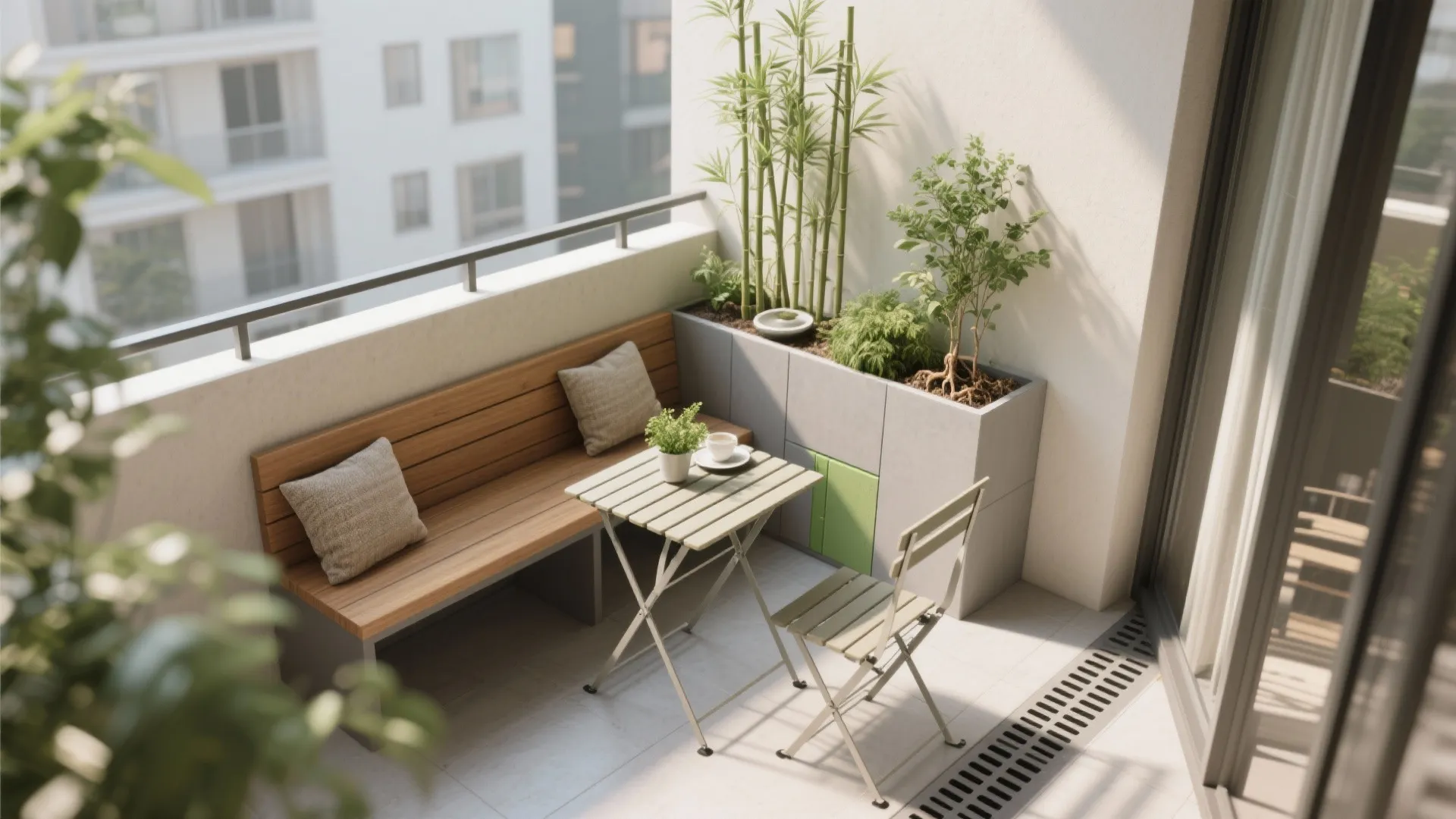L-Shaped Nook for Dining and Greenery