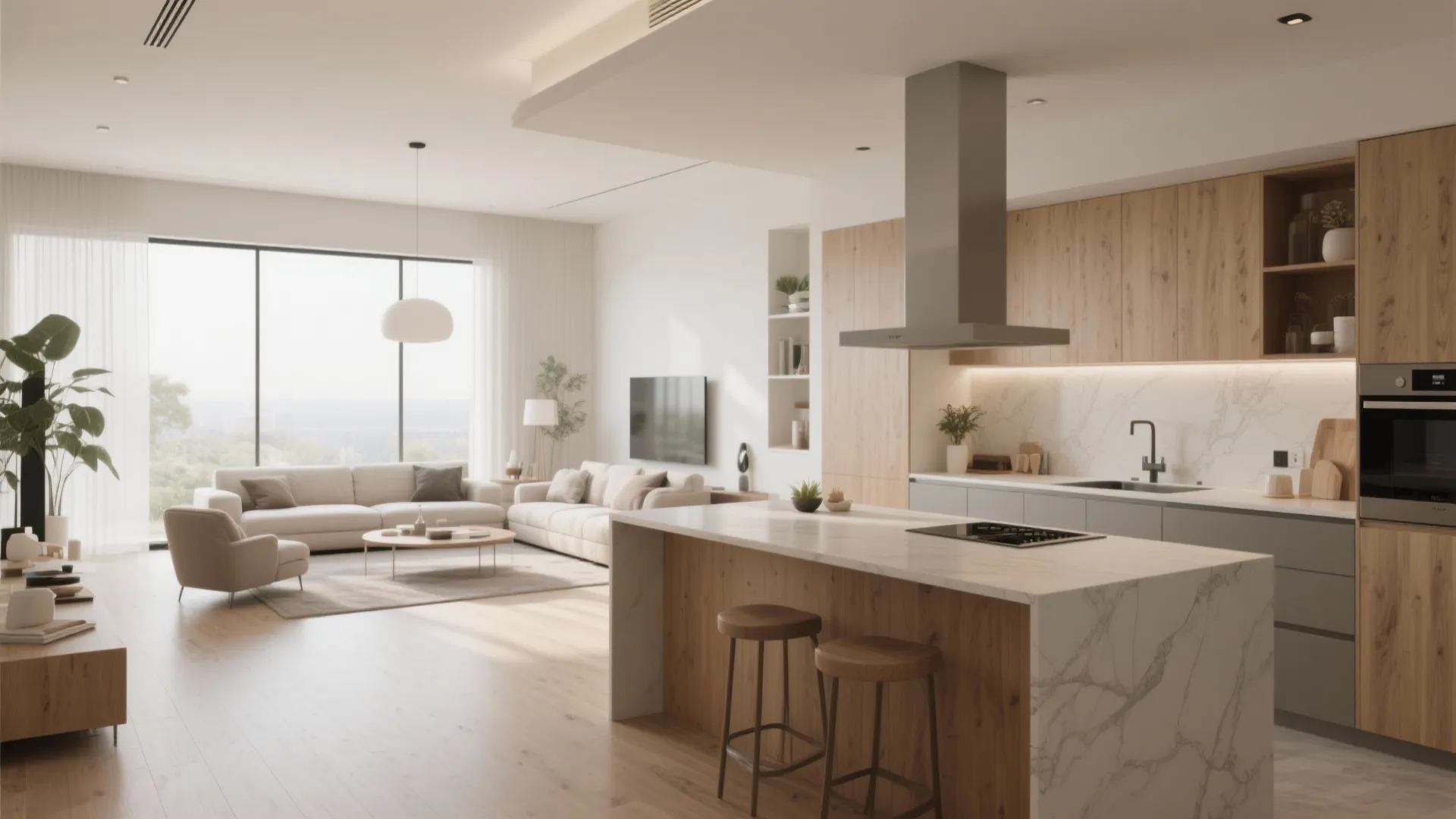 3. L-Shaped Open Kitchen Layout