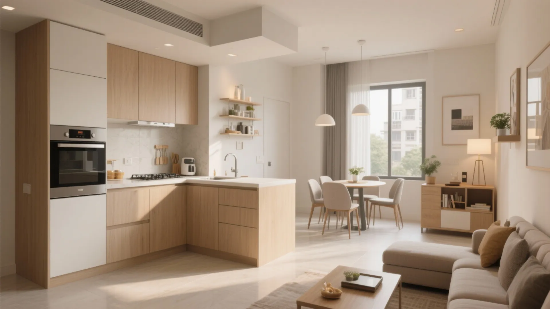 L-Shaped Open Kitchen Layout