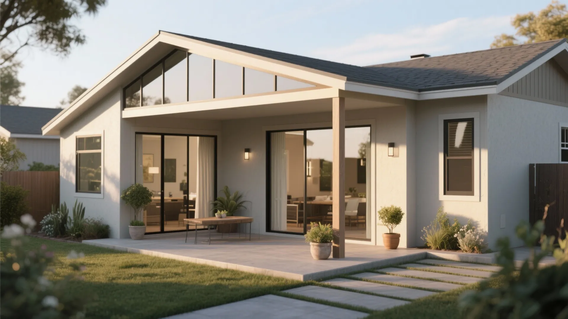 3. L-Shaped Plan with Outdoor Connection