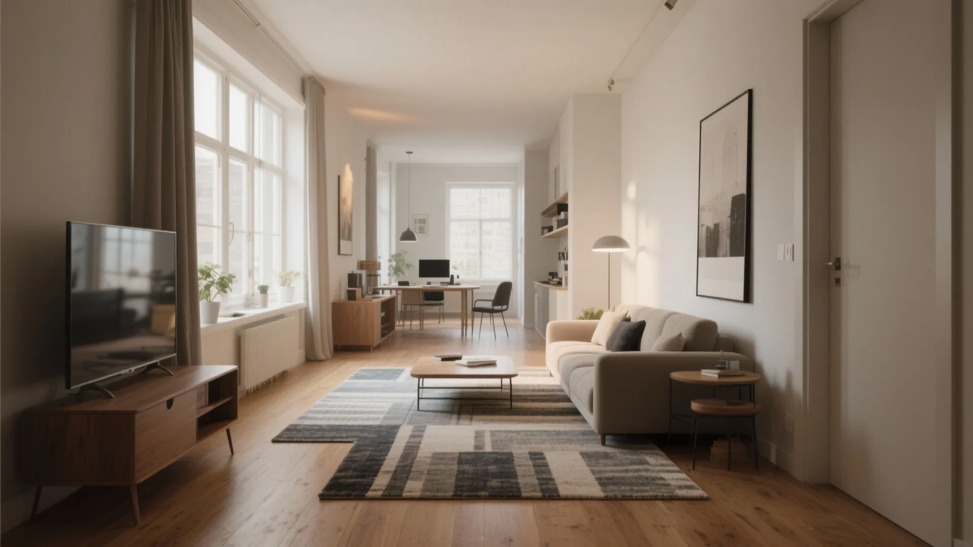 3. L-Shaped Rug Placement to Define Zones