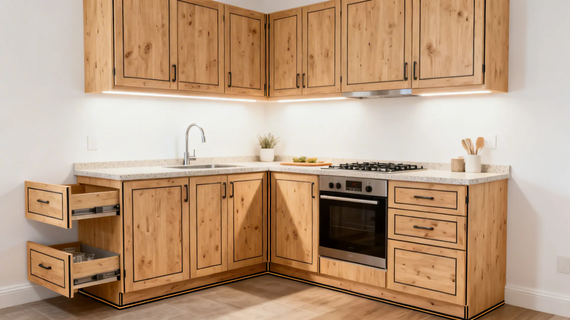 3) L-Shaped Plywood Layout to Max Counter Space