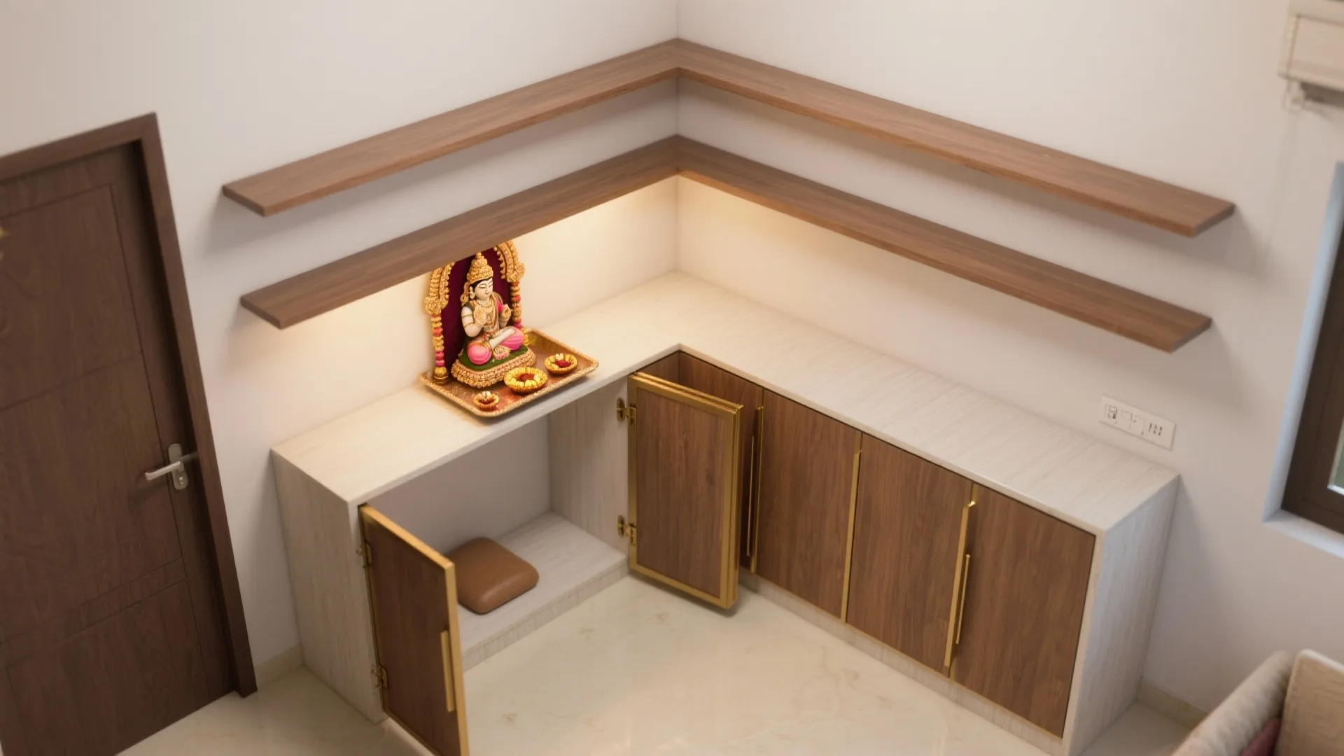 L-Shaped Pooja Corner That Works in Small Apartments