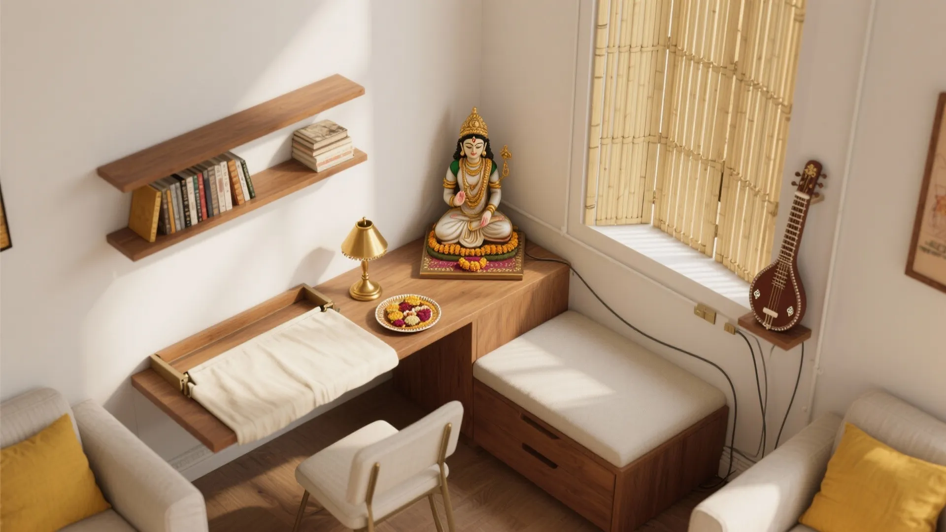 Flexible L-Shaped Puja Nook