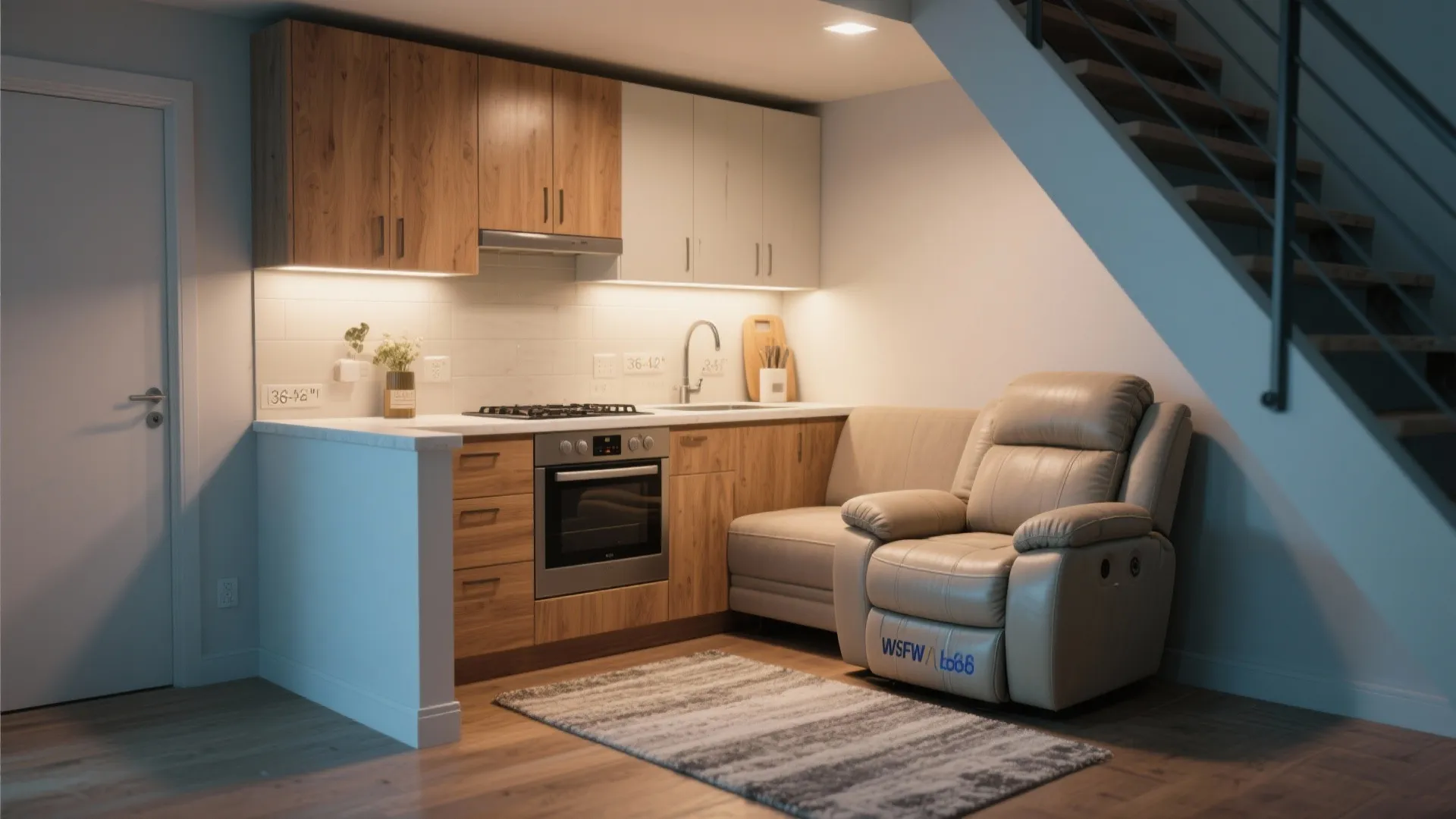 L-Shaped Kitchen with a Defined Recliner Nook