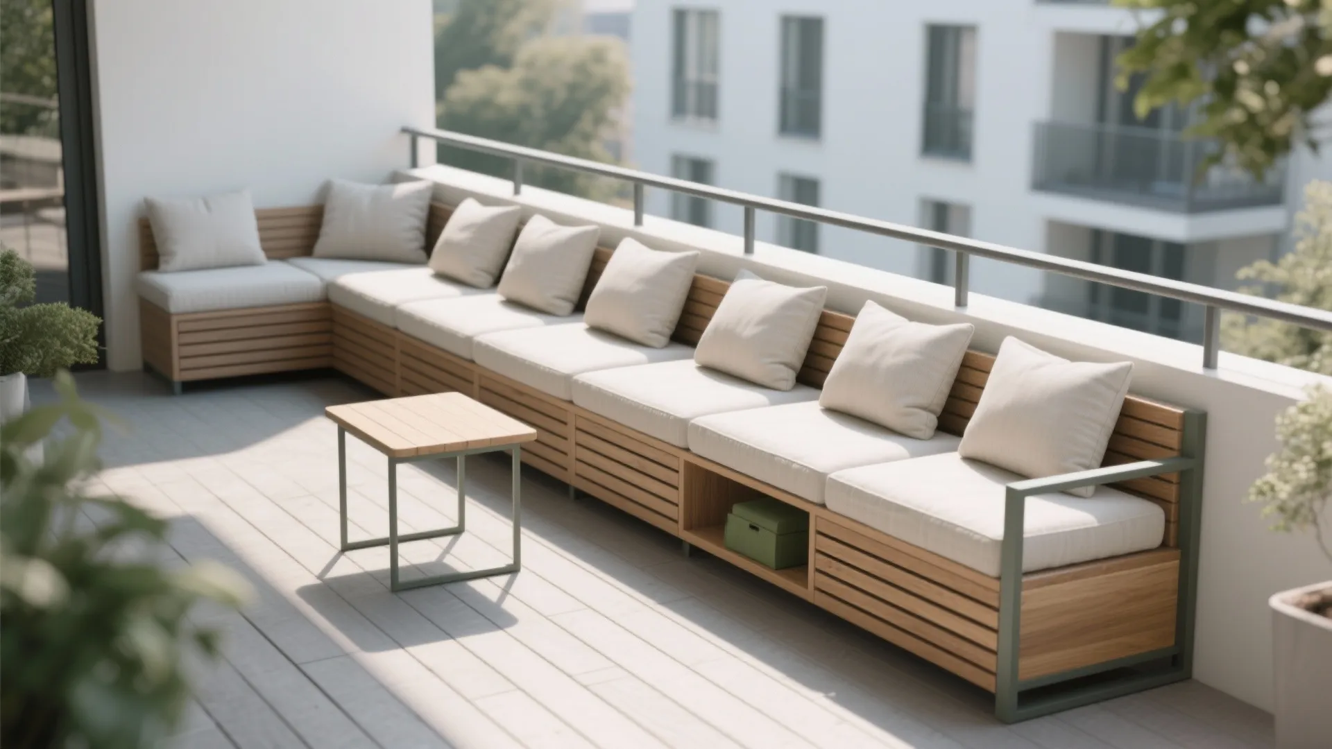 L-shaped seating to unlock corners