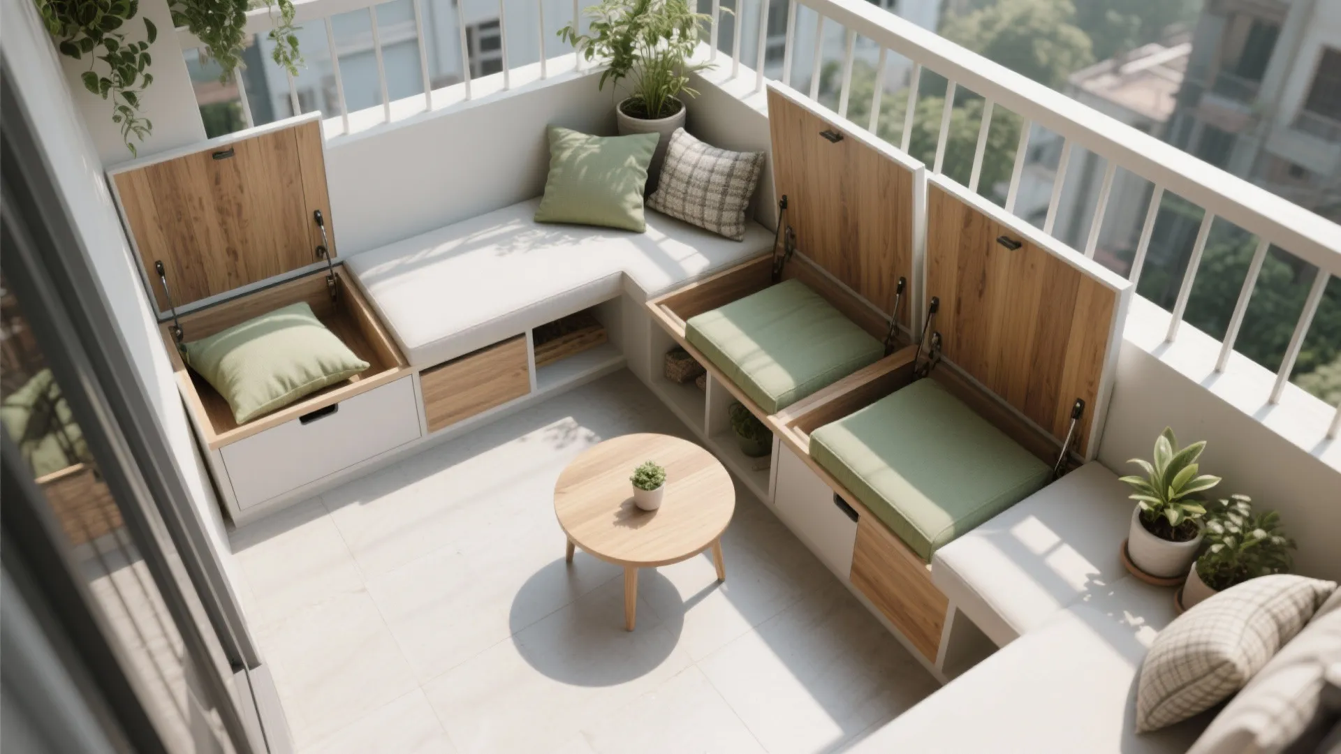 L-shaped seating for small balconies